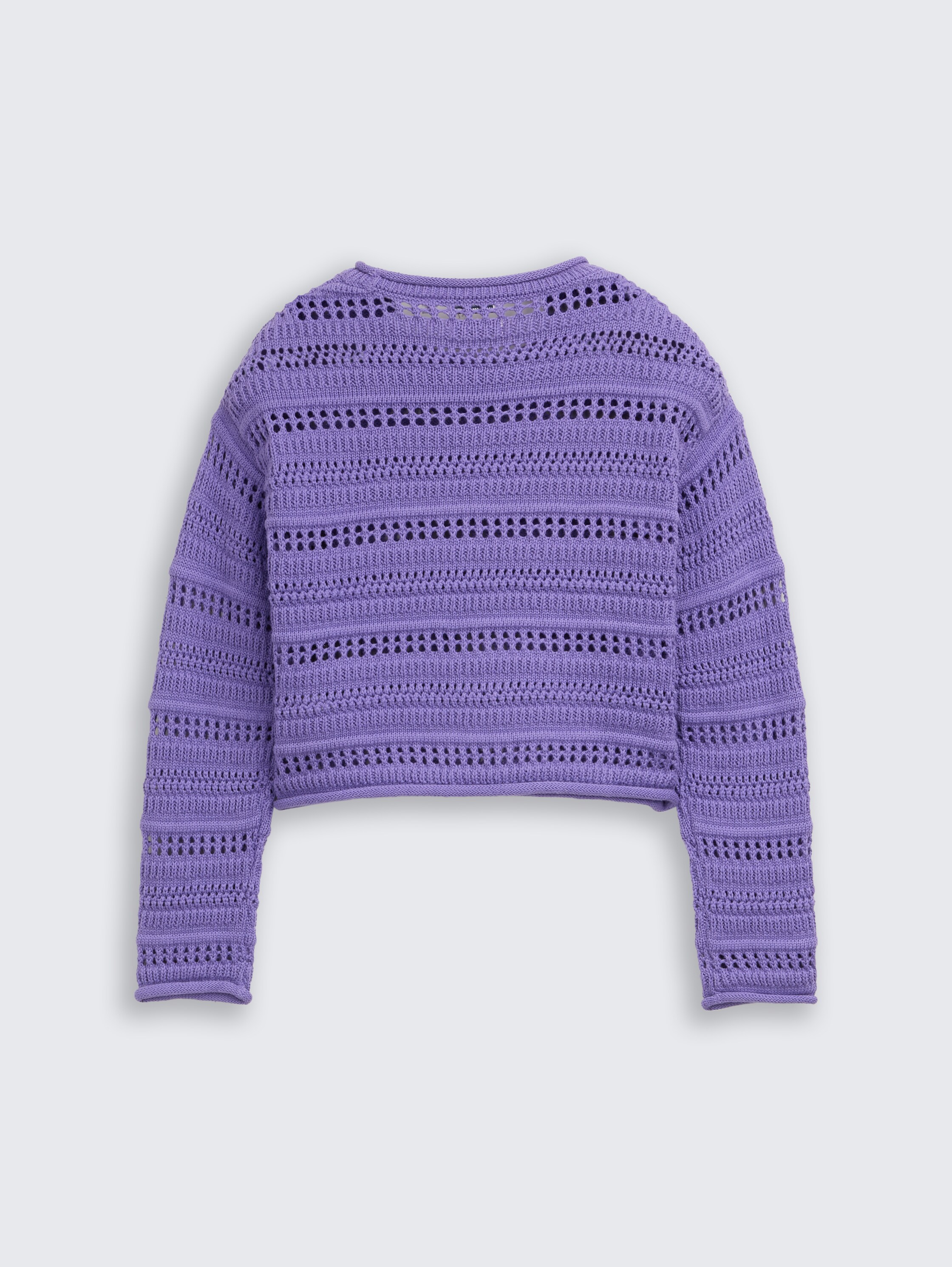 Pull court en maille à rayures - vervain lilac