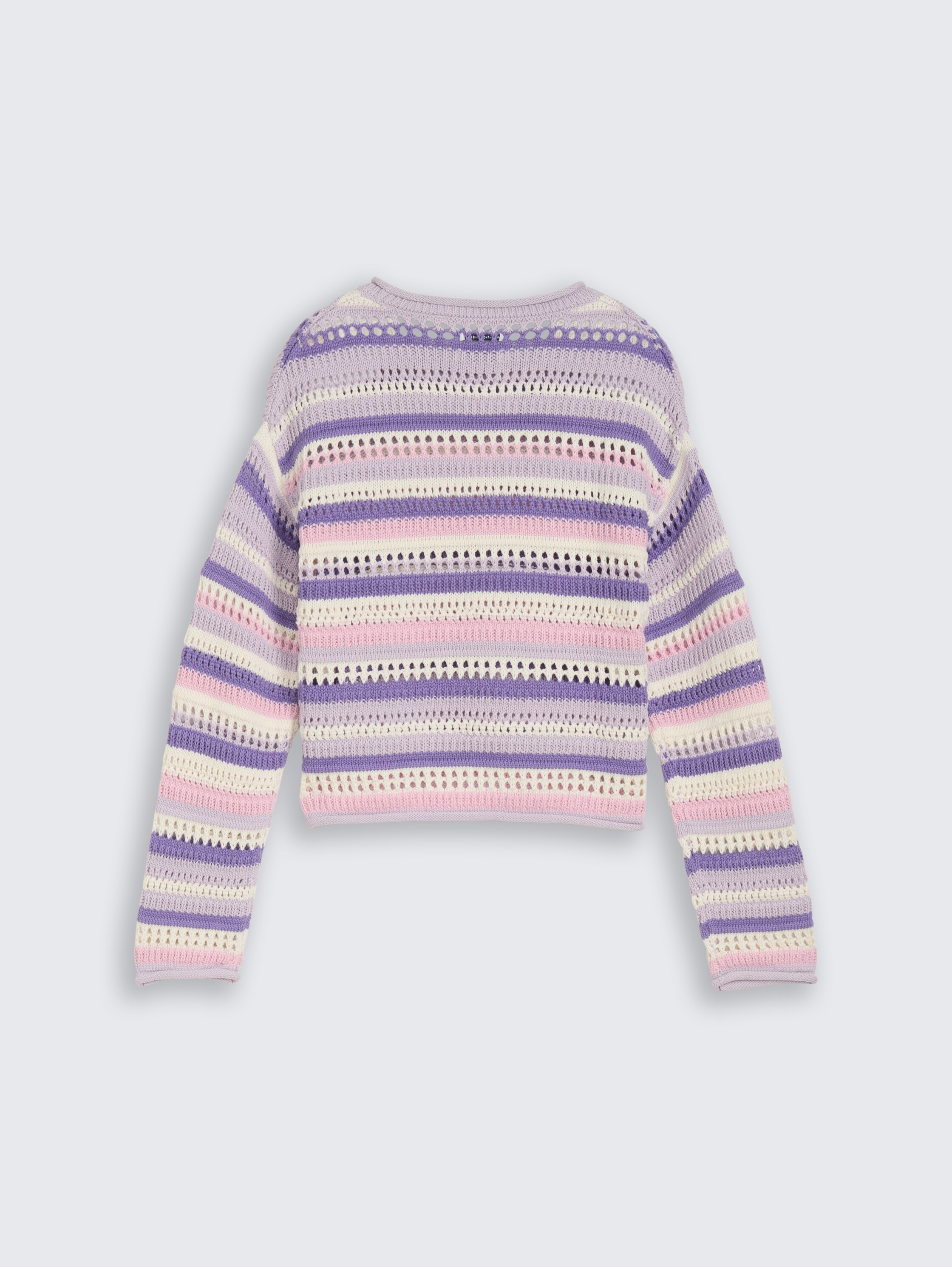 Pull court en maille à rayures - lilac pink multicolor stripe