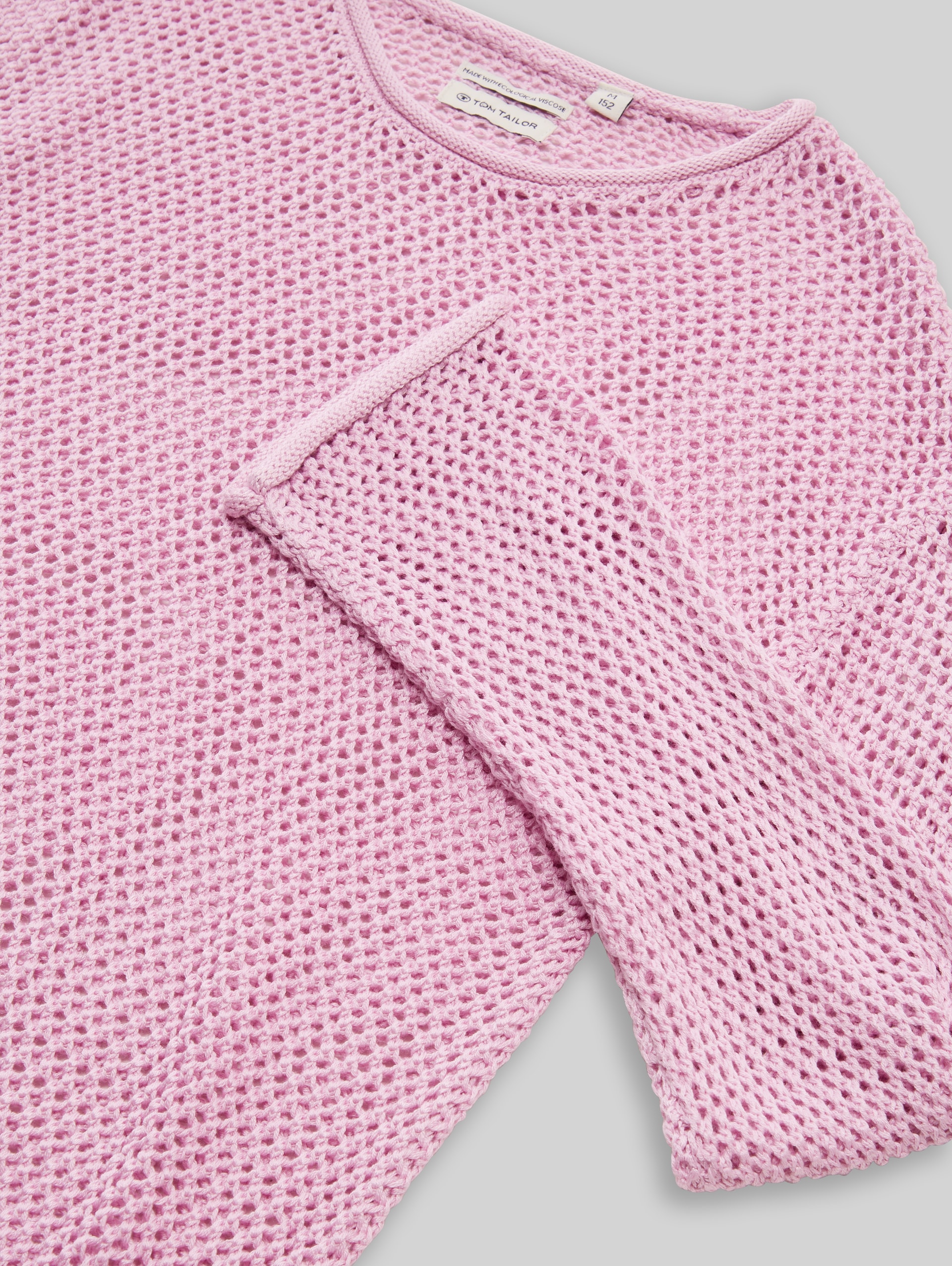 Cropped gebreide trui - cold pink - Detailaanzicht model