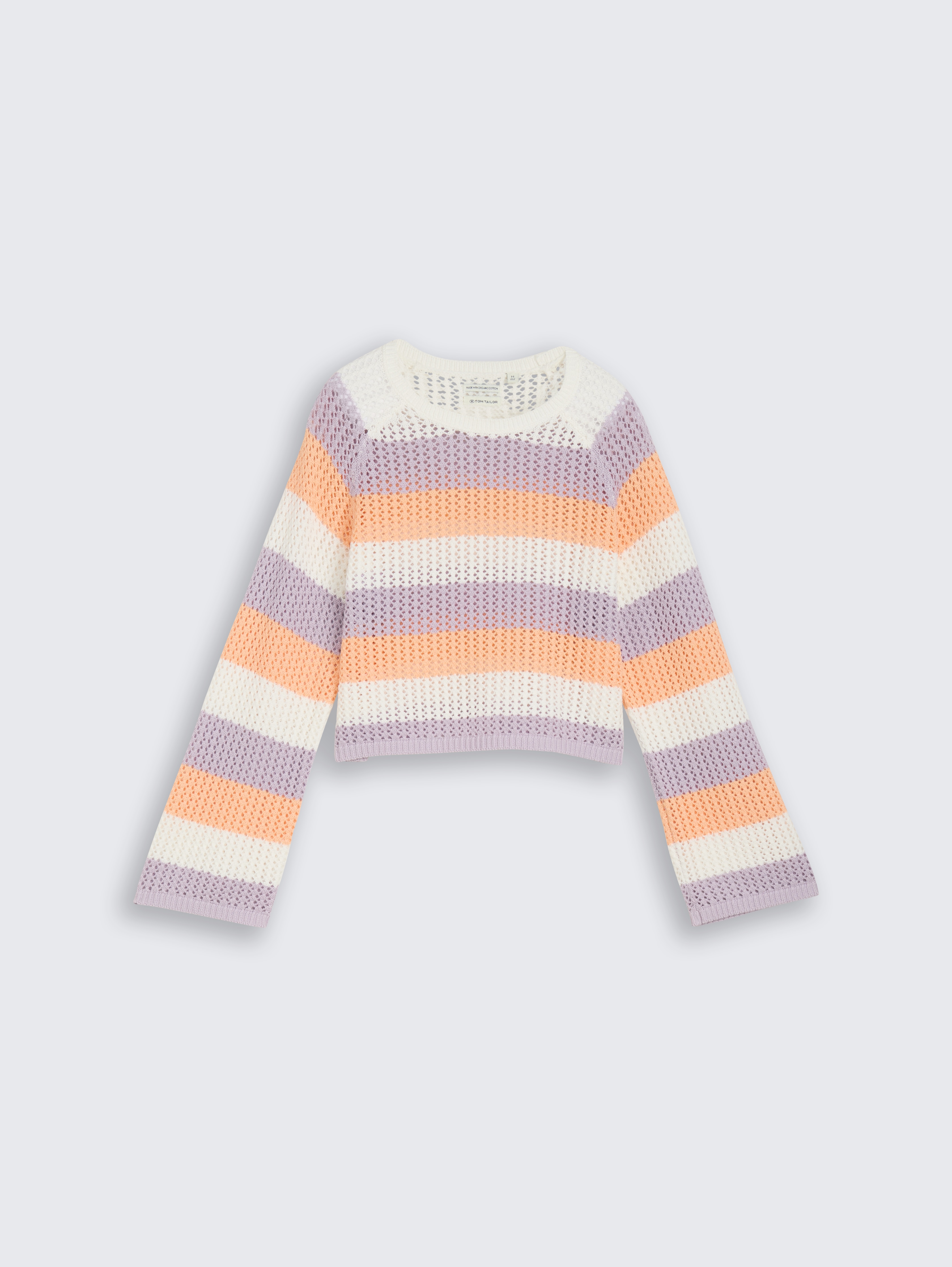 Cropped Strickpullover mit Streifenmuster von Teen Girls, pink blue bold stripe