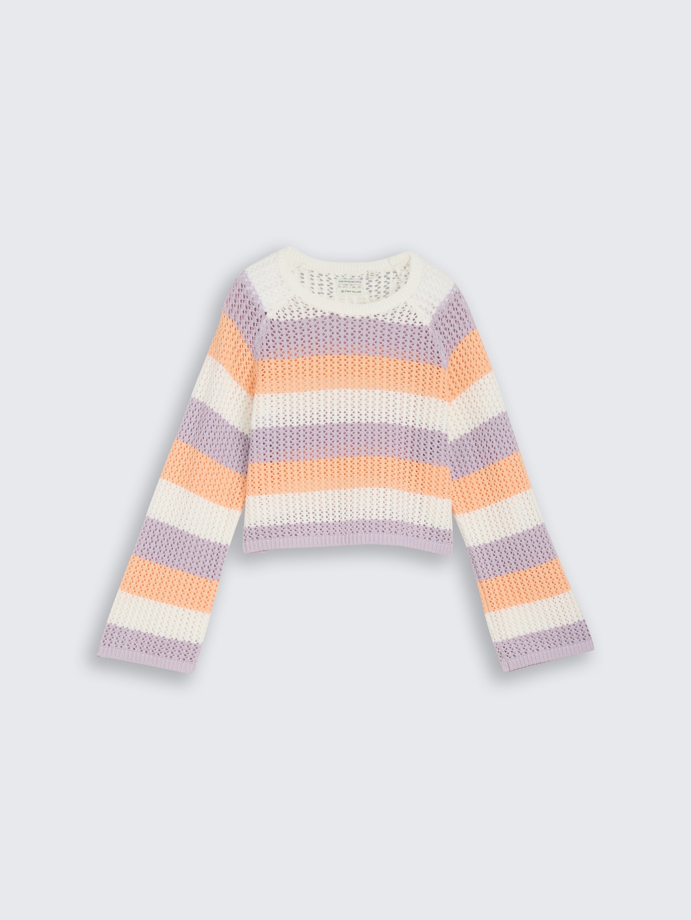 Cropped Strickpullover mit Streifenmuster - pink_blue_bold_stripe - 