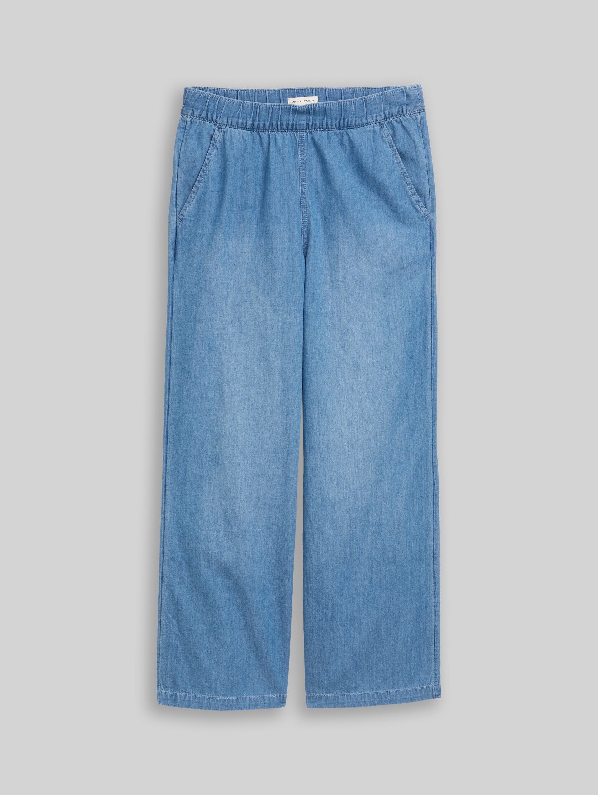 Wide-leg jeans - mid stone bright blue denim - Front product view
