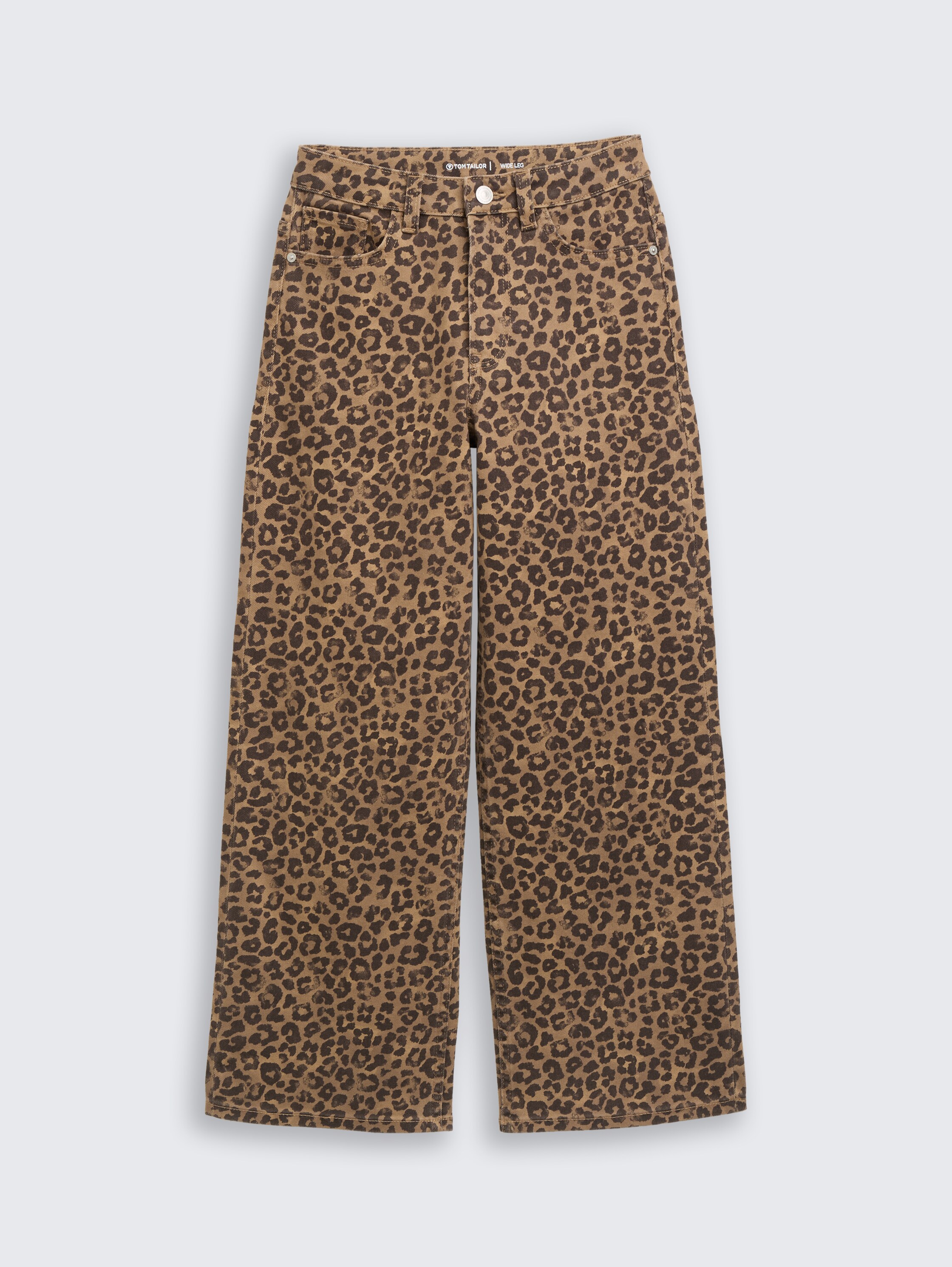 Wide Leg Jeans mit Leo-Print - brown black leo - Vorder-Produkt-Ansicht