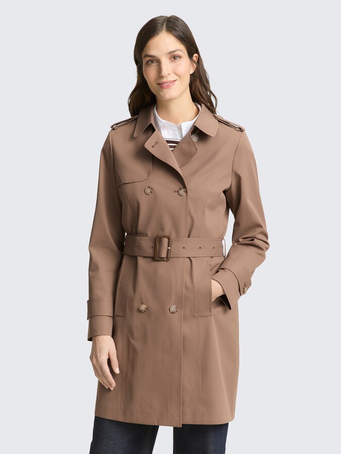 Trenchcoat van waterafstotend materiaal door Women, taupe grey