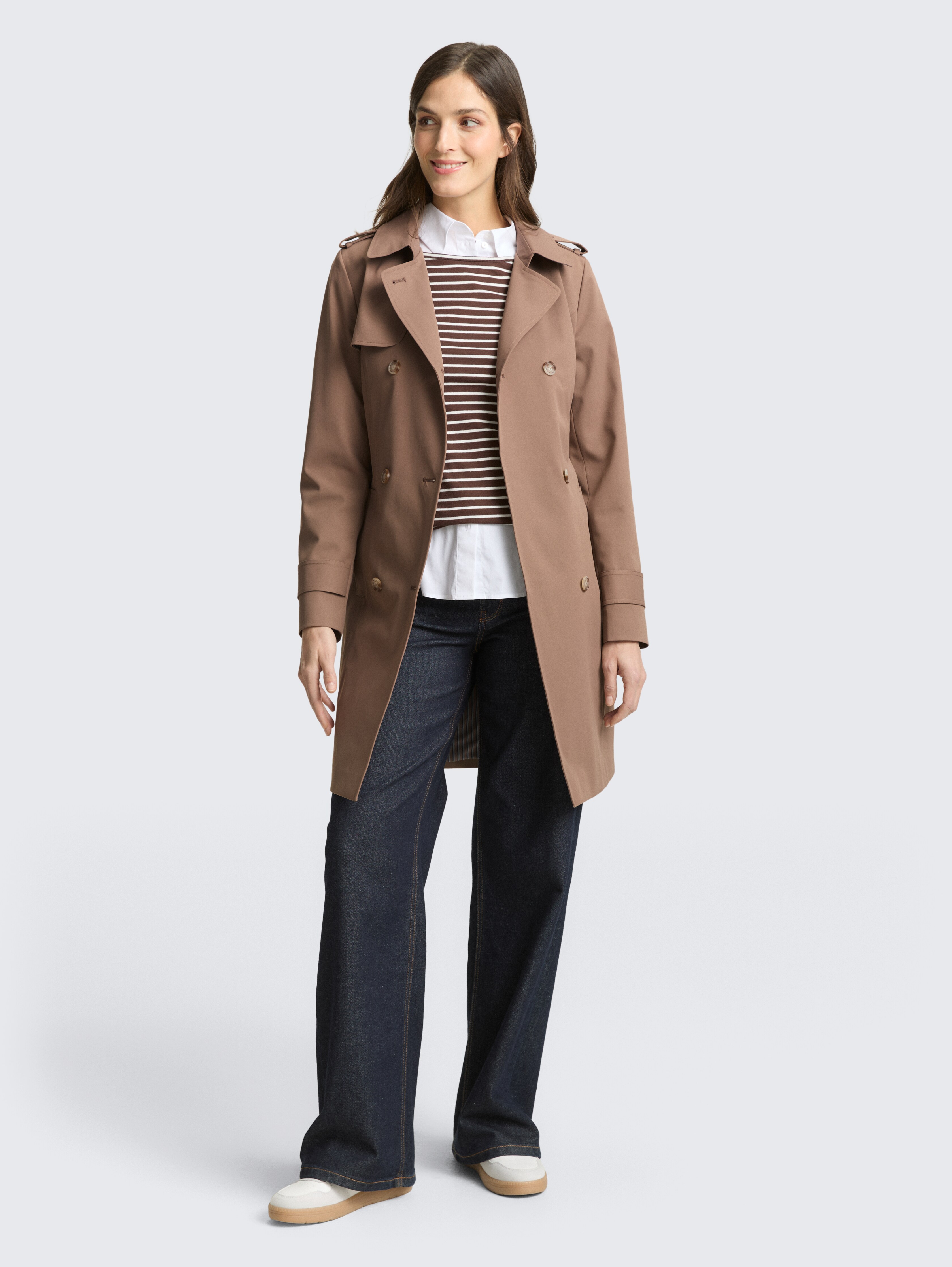Trench coat made from water-repellent material in brown by Tom Tailor