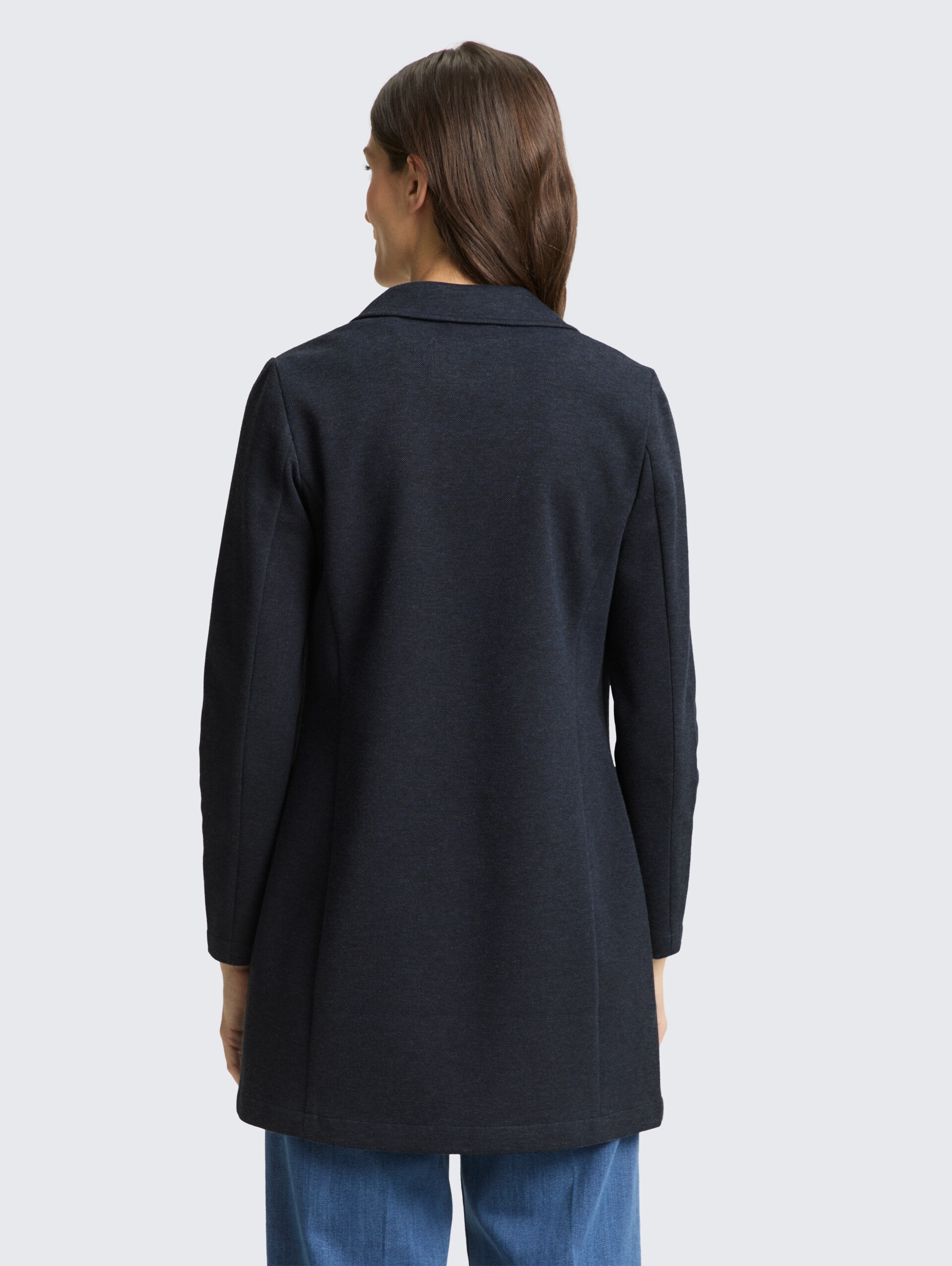 Slim Fit Mantel mit aufgesetzten Taschen - blue melange pique - Model-Rückansicht