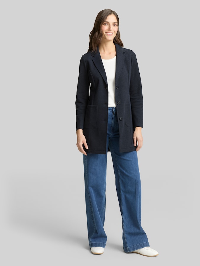 Slim fit jas met opgestikte zakken door Women, blue melange pique