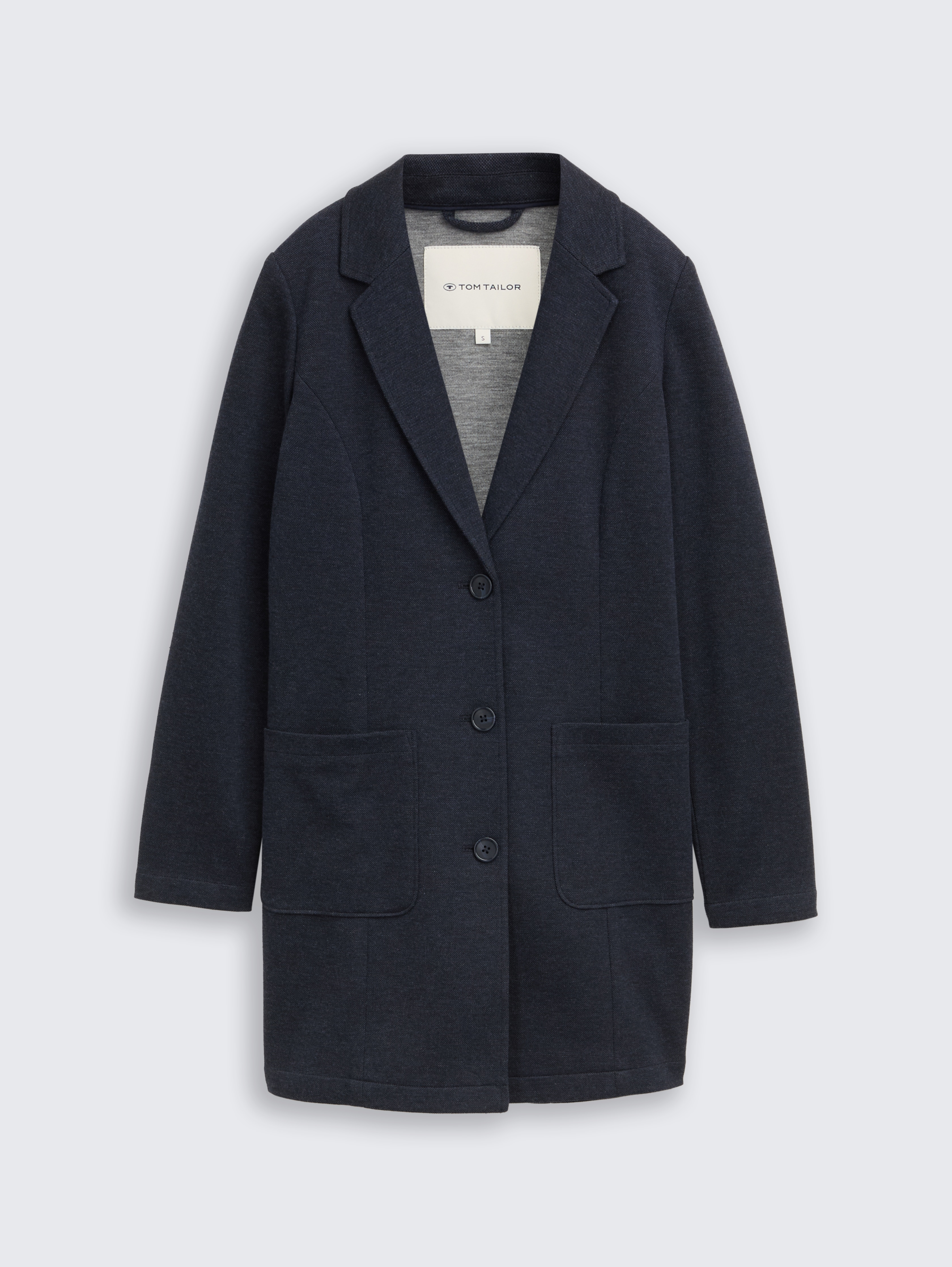 Slim fit jas met opgestikte zakken door Women, blue melange pique