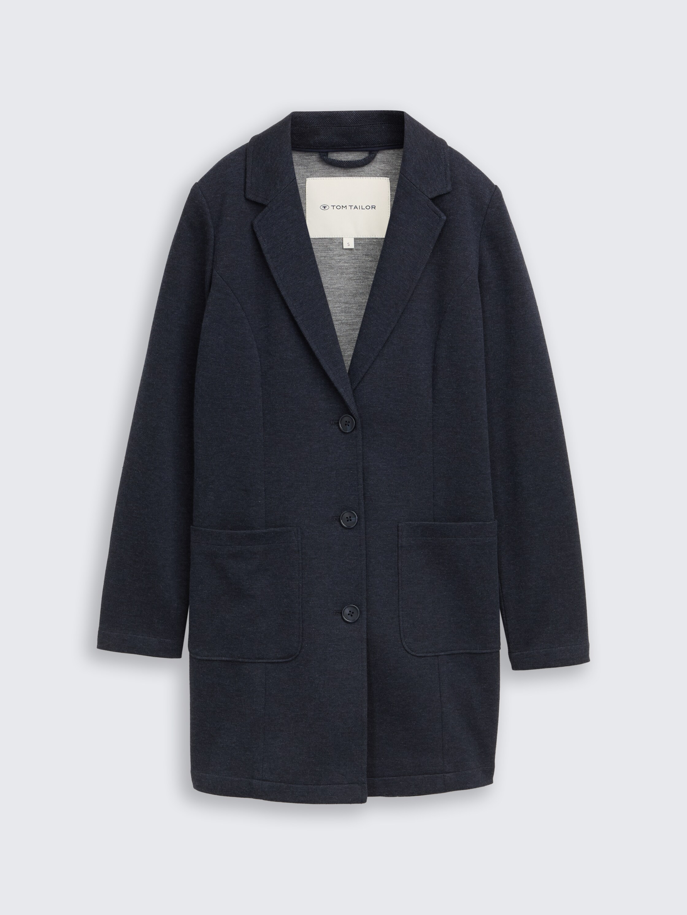 Slim fit coat with patch pockets - blue_melange_pique - 