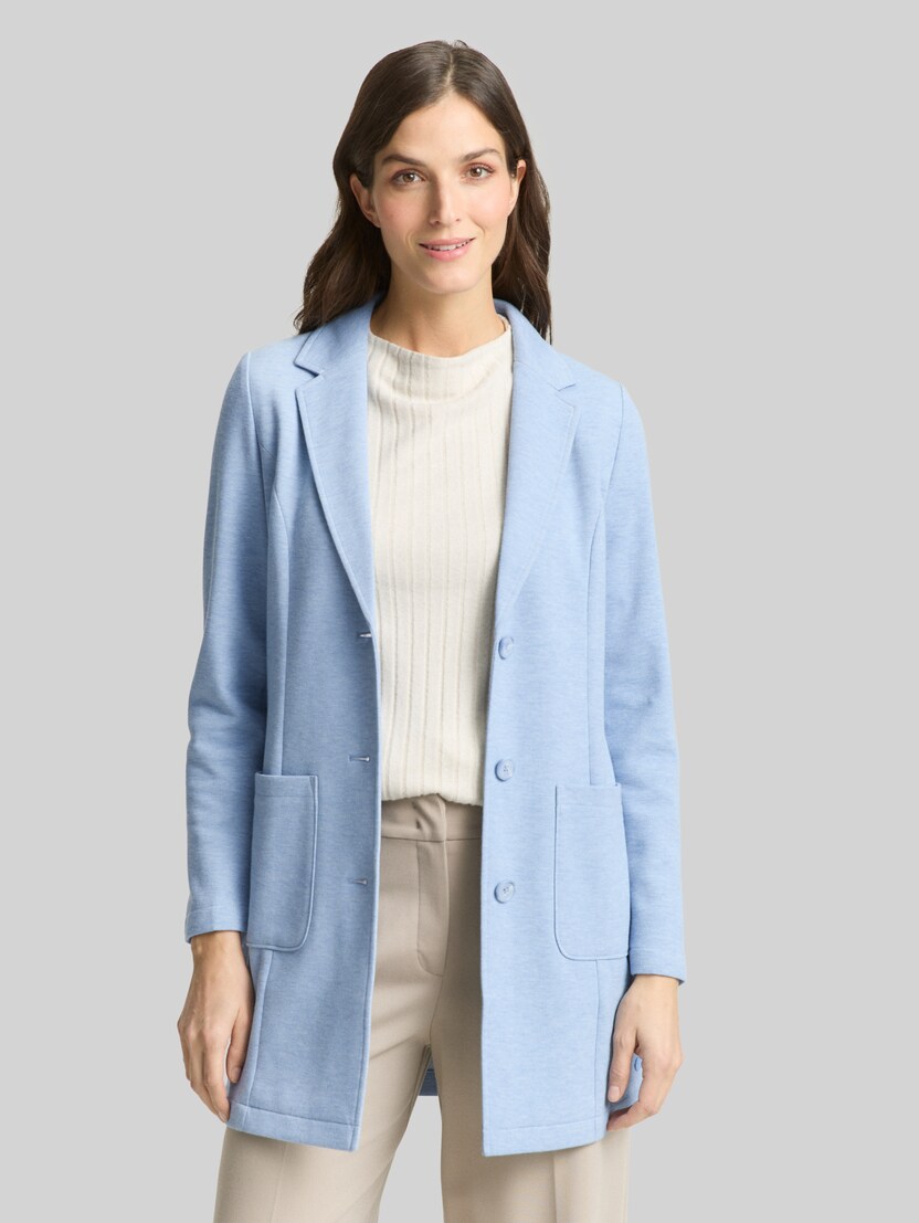 Slim Fit Mantel mit aufgesetzten Taschen von Women, fjord blue melange pique