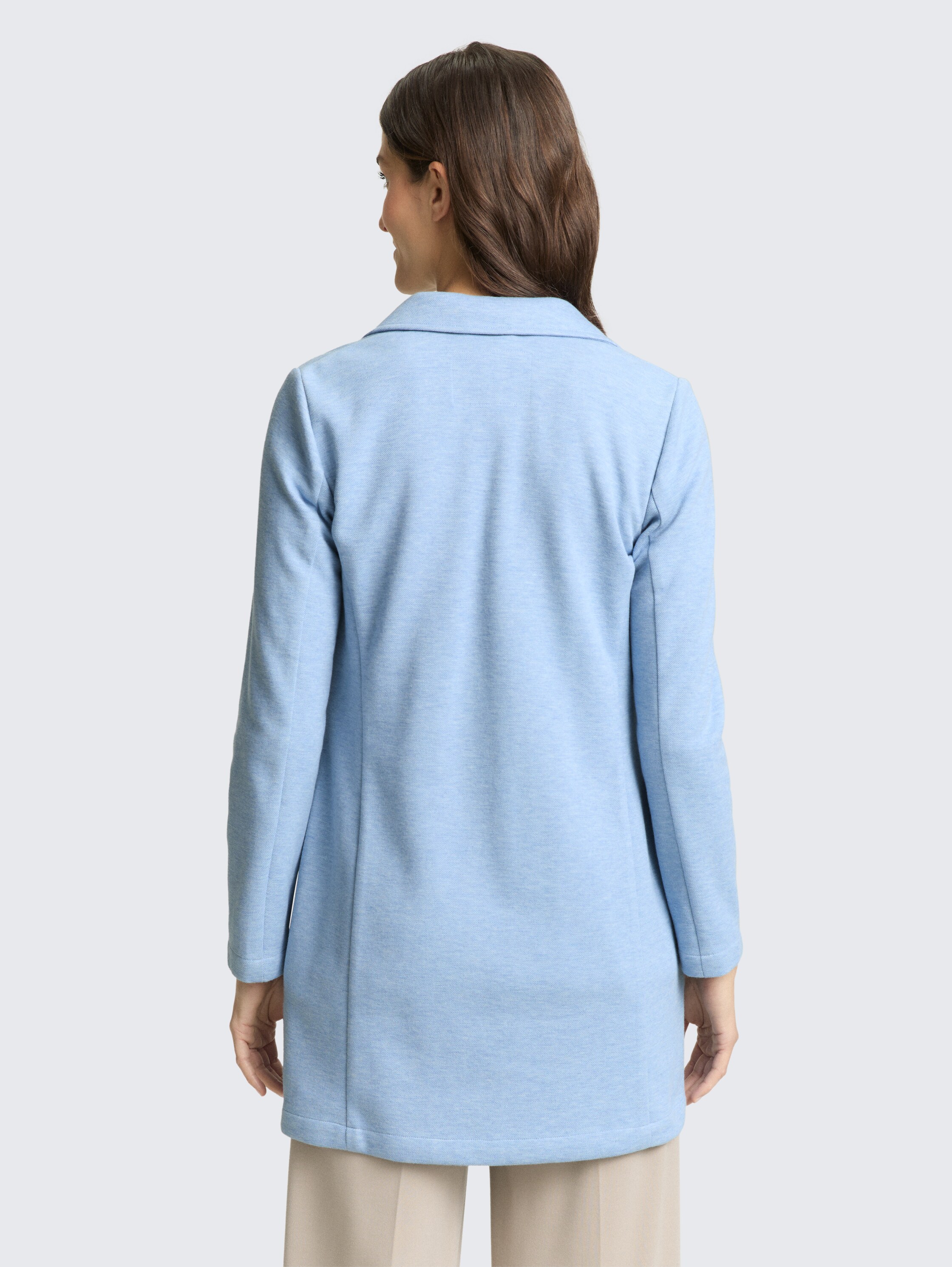 Slim Fit Mantel mit aufgesetzten Taschen - fjord blue melange pique - Model-Rückansicht