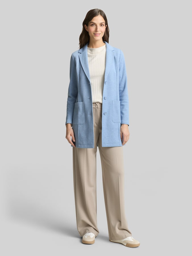 Slim Fit Mantel mit aufgesetzten Taschen von Women, fjord blue melange pique