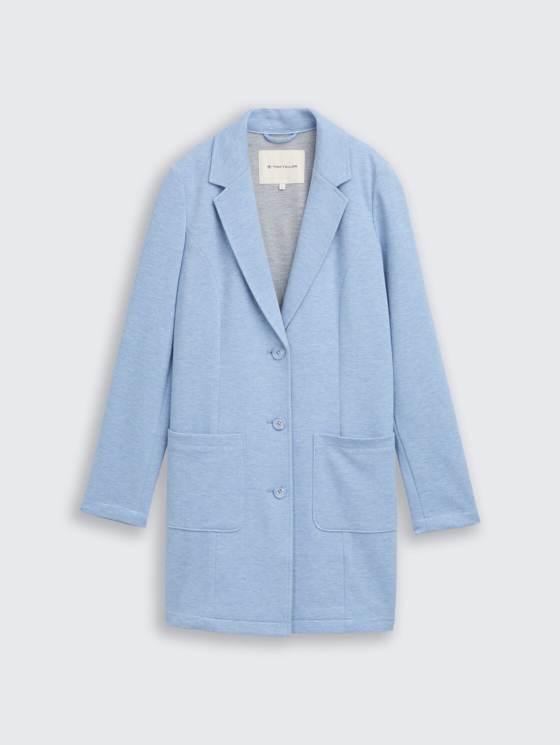 Slim Fit Mantel mit aufgesetzten Taschen - fjord blue melange pique - Vorder-Produkt-Ansicht