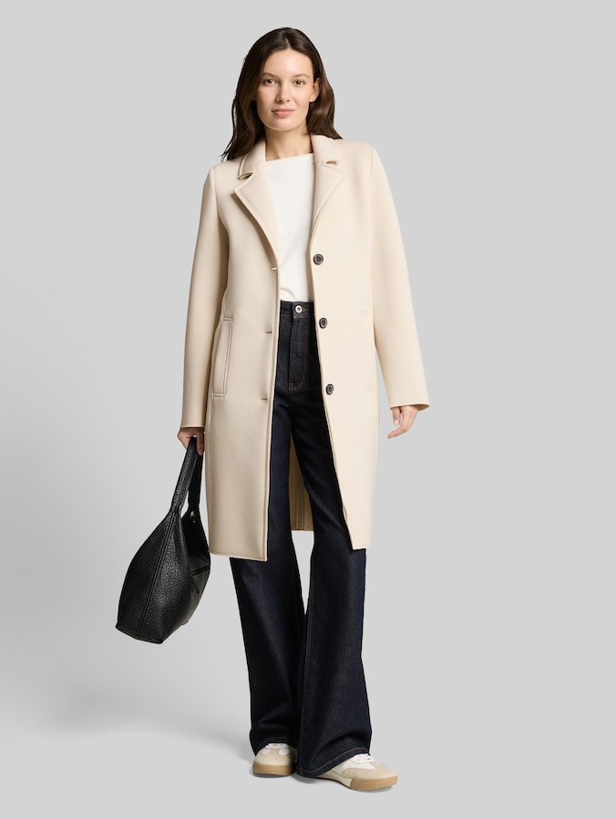 Manteau en scuba avec poches par Women, sand stone beige