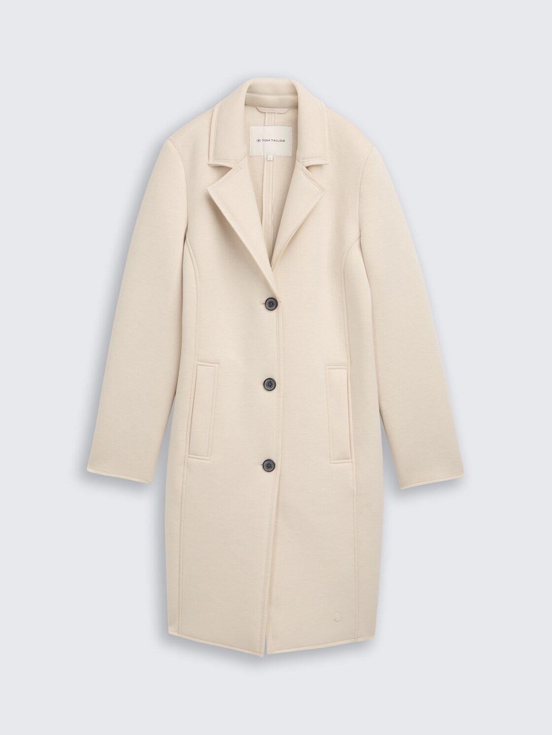 Scuba Mantel mit Eingriffstaschen - sand stone beige - Vorder-Produkt-Ansicht