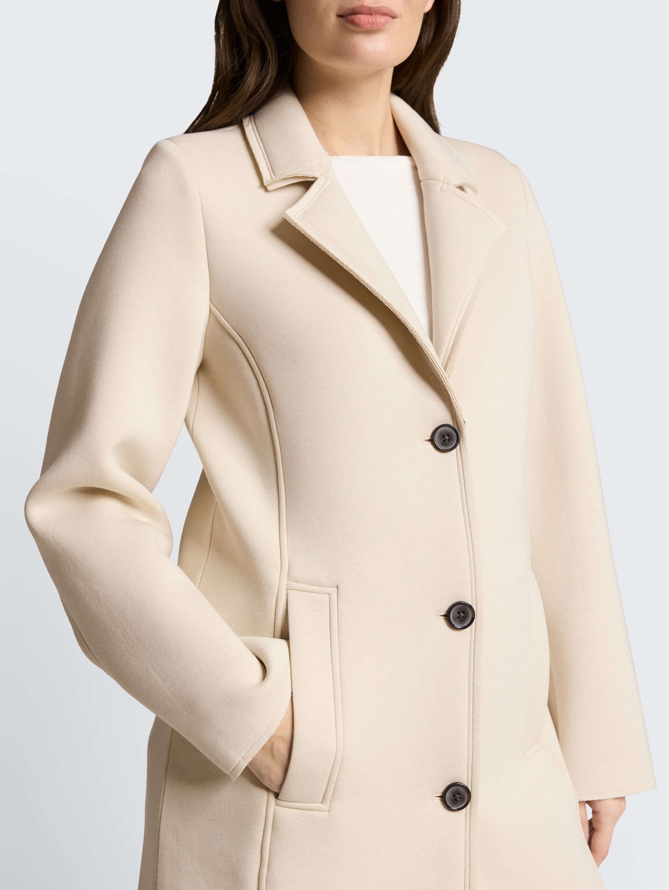 Scuba Mantel mit Eingriffstaschen - sand_stone_beige - 