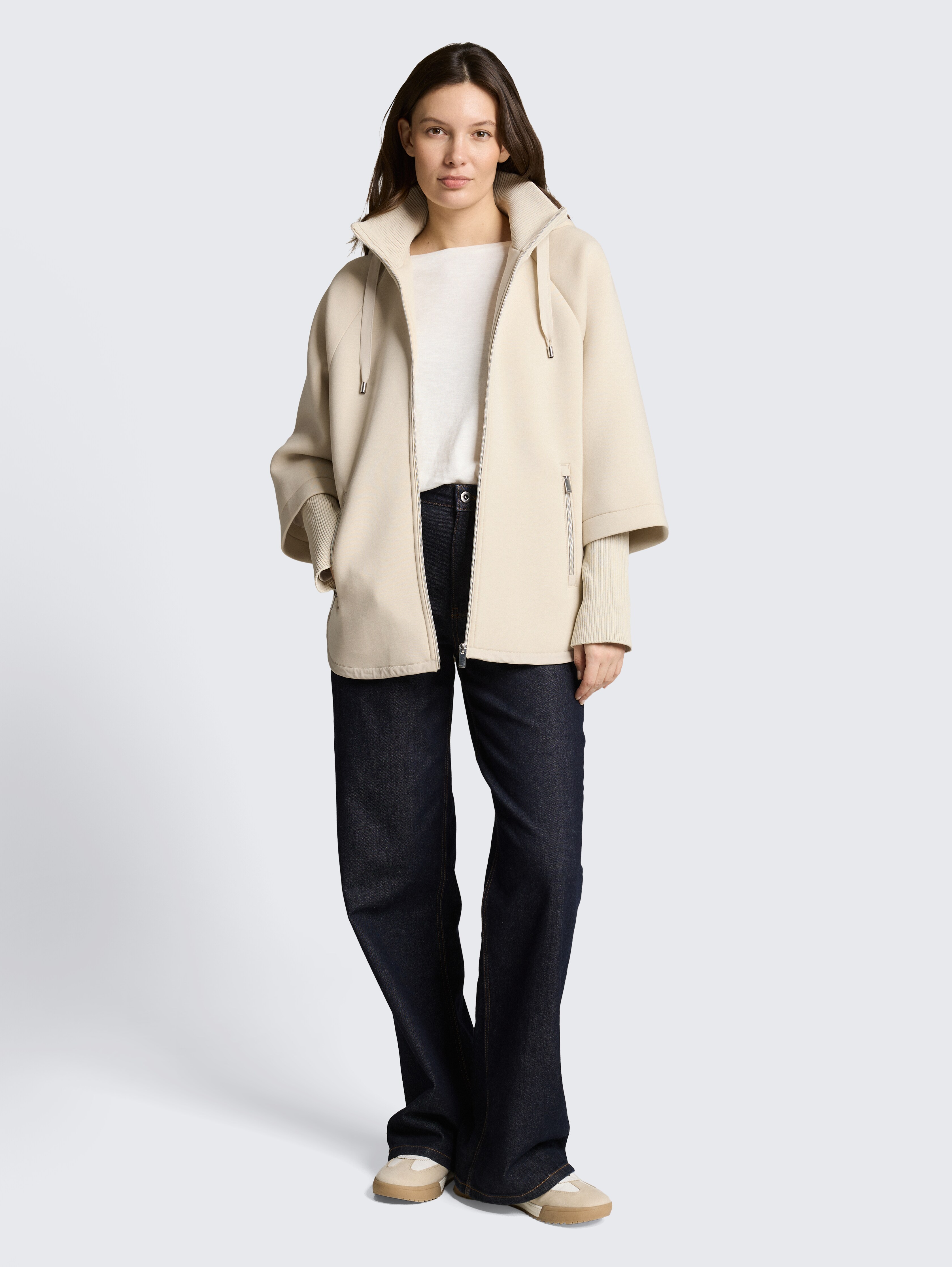 Scuba cape jacket with hood in brown by Tom Tailor