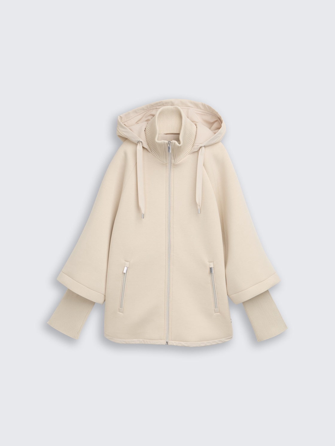 Scuba Cape Jacke mit Kapuze - sand stone beige - Vorder-Produkt-Ansicht