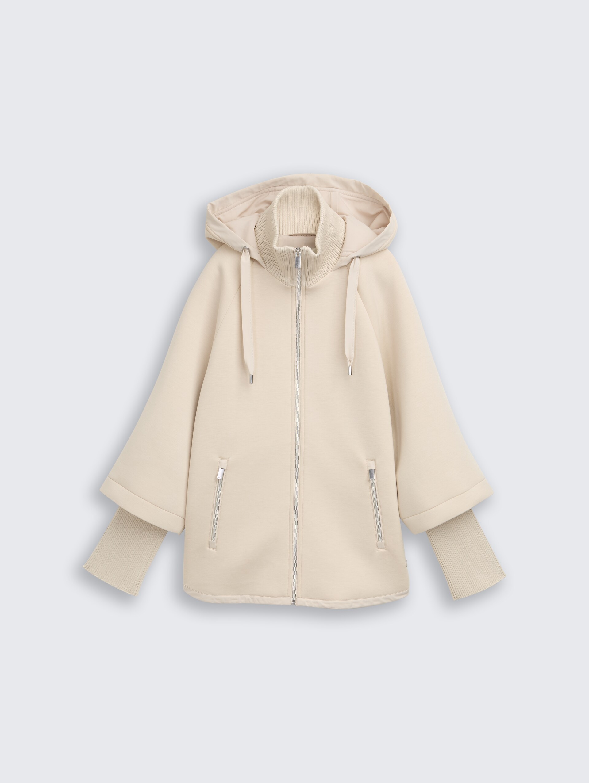 Scuba Cape Jacke mit Kapuze - sand stone beige - Vorder-Produkt-Ansicht