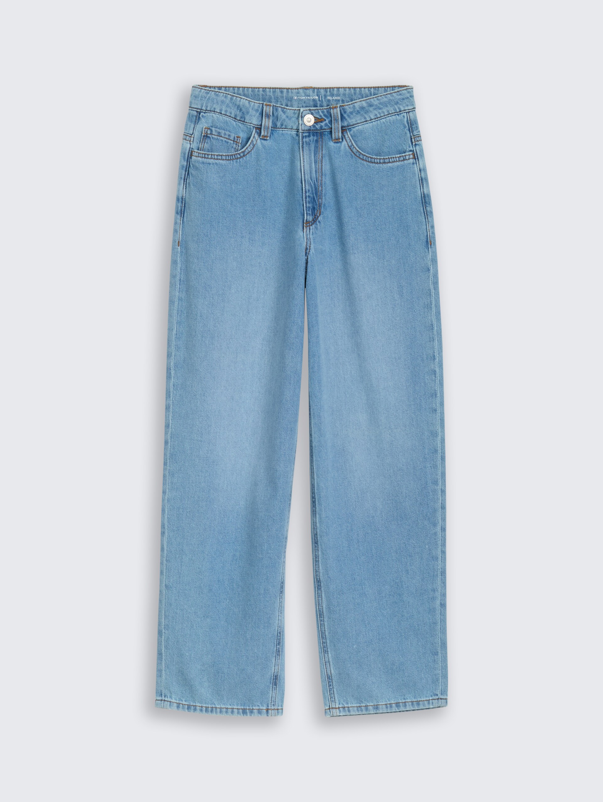 Jeans met relaxte pasvorm - Used Light Stone Blue Denim - Product vooraanzicht
