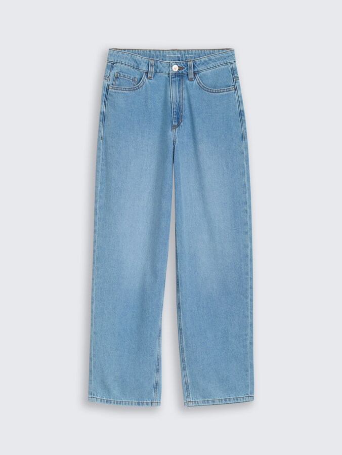 Relaxed Fit jeans door Teen Girls, Used Light Stone Blue Denim