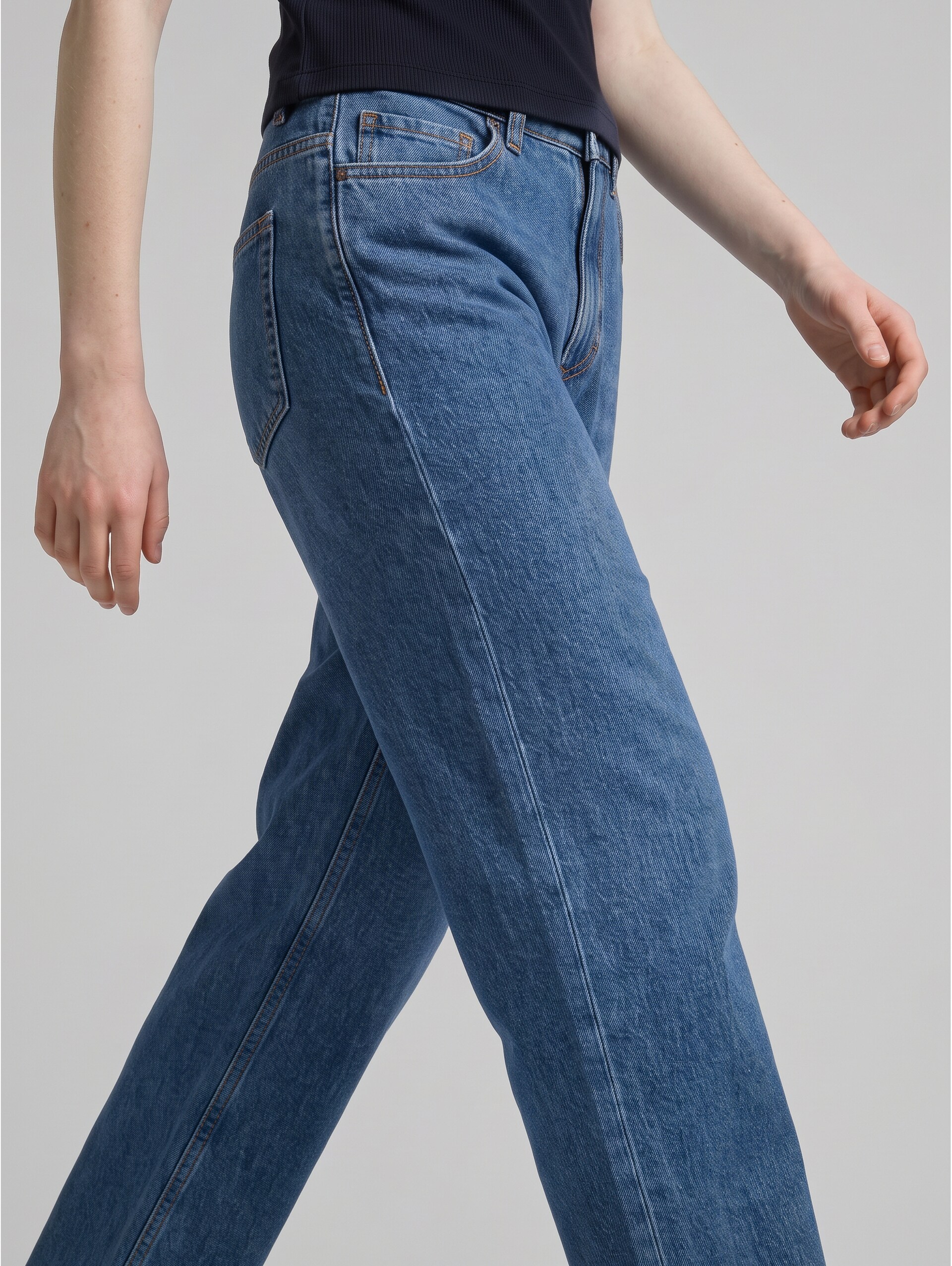 Jeans met relaxte pasvorm - Used Mid Stone Blue Denim