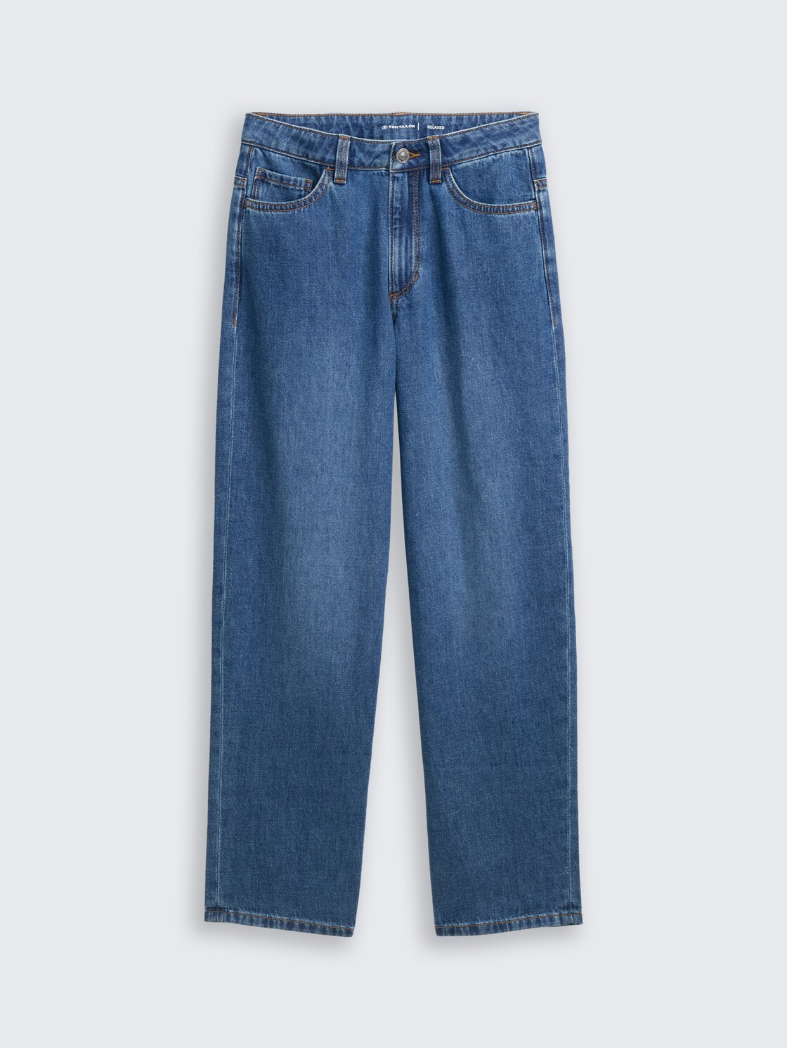 Relaxed Fit Jeans - Used Mid Stone Blue Denim - Vorder-Produkt-Ansicht