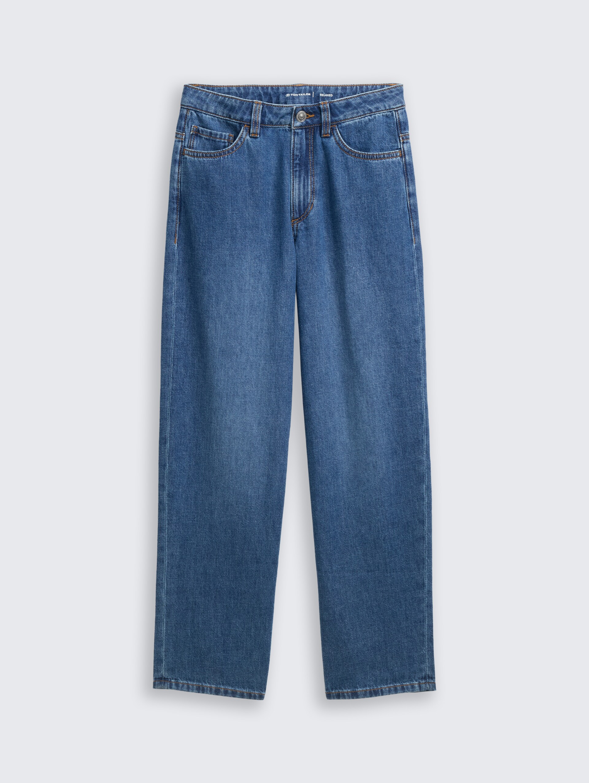 Jeans met relaxte pasvorm - Used Mid Stone Blue Denim - Product vooraanzicht