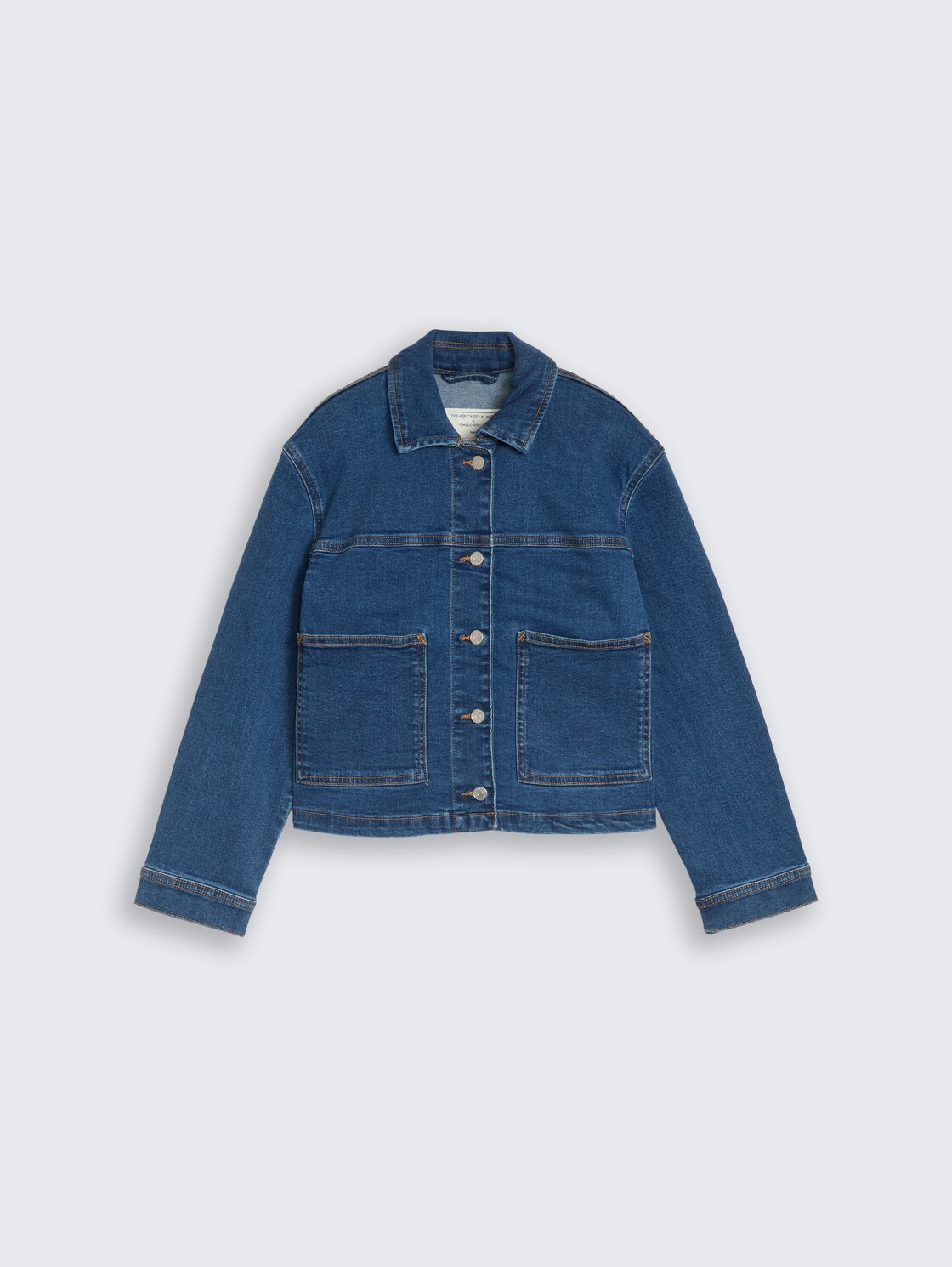 Cropped Jeansjacke mit Stretch - mid stone bright blue denim - Vorder-Produkt-Ansicht