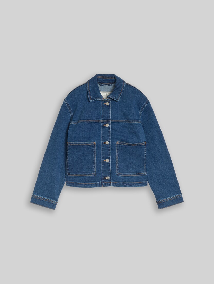 Cropped Jeansjacke mit Stretch von Teen Girls, mid stone bright blue denim