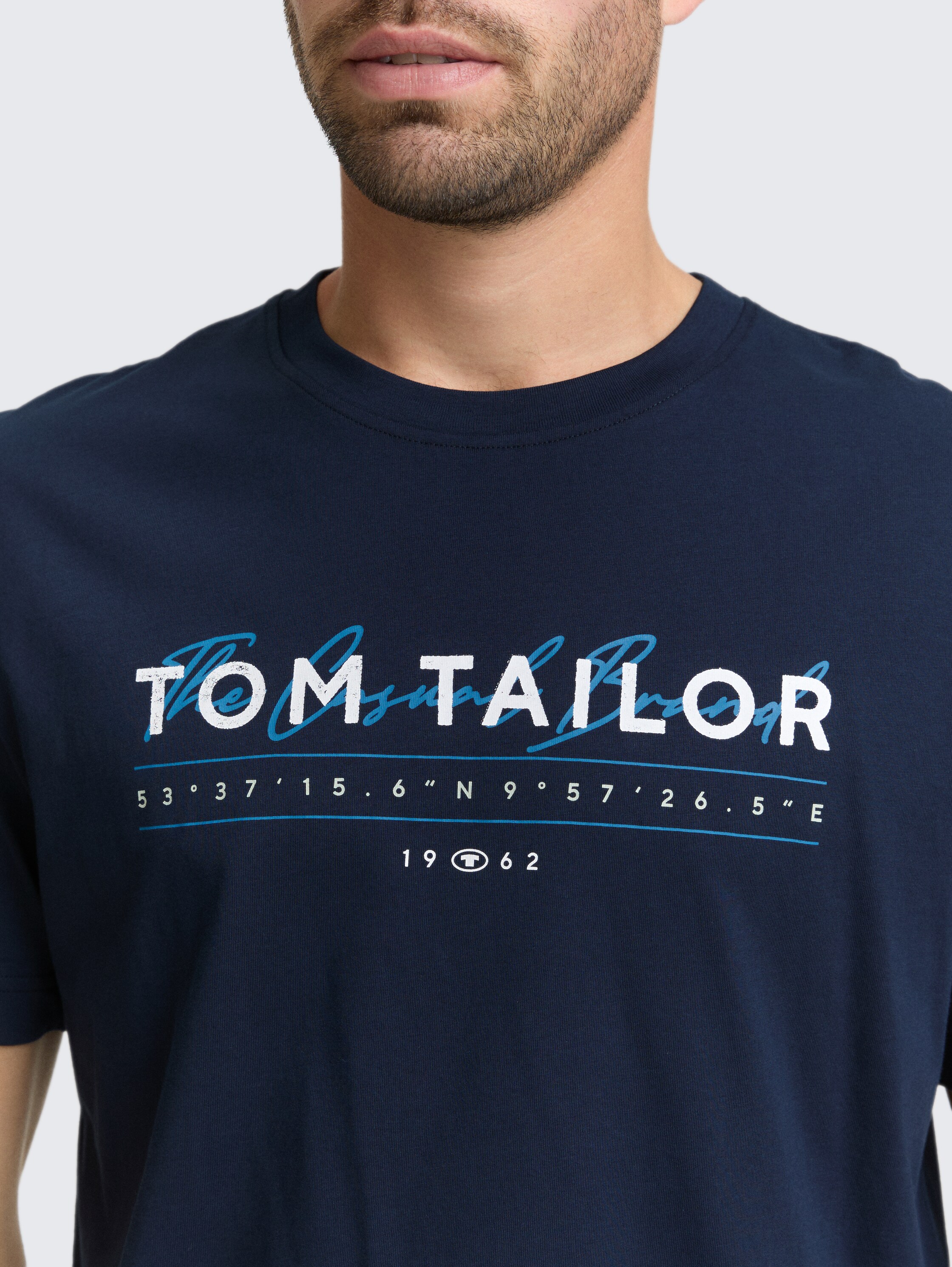 T-Shirt mit Logo-Print - sky captain blue - Detail-Model-Ansicht