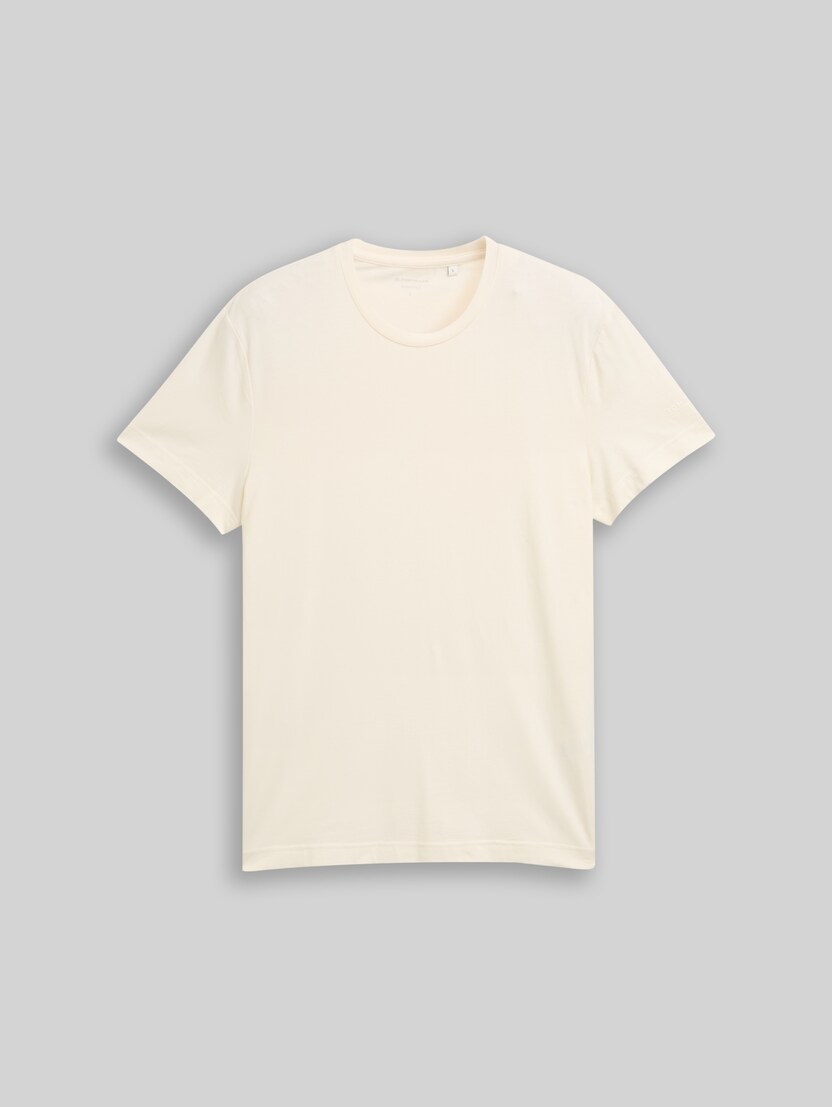Basic fitted T-shirt by Men, Gardenia White