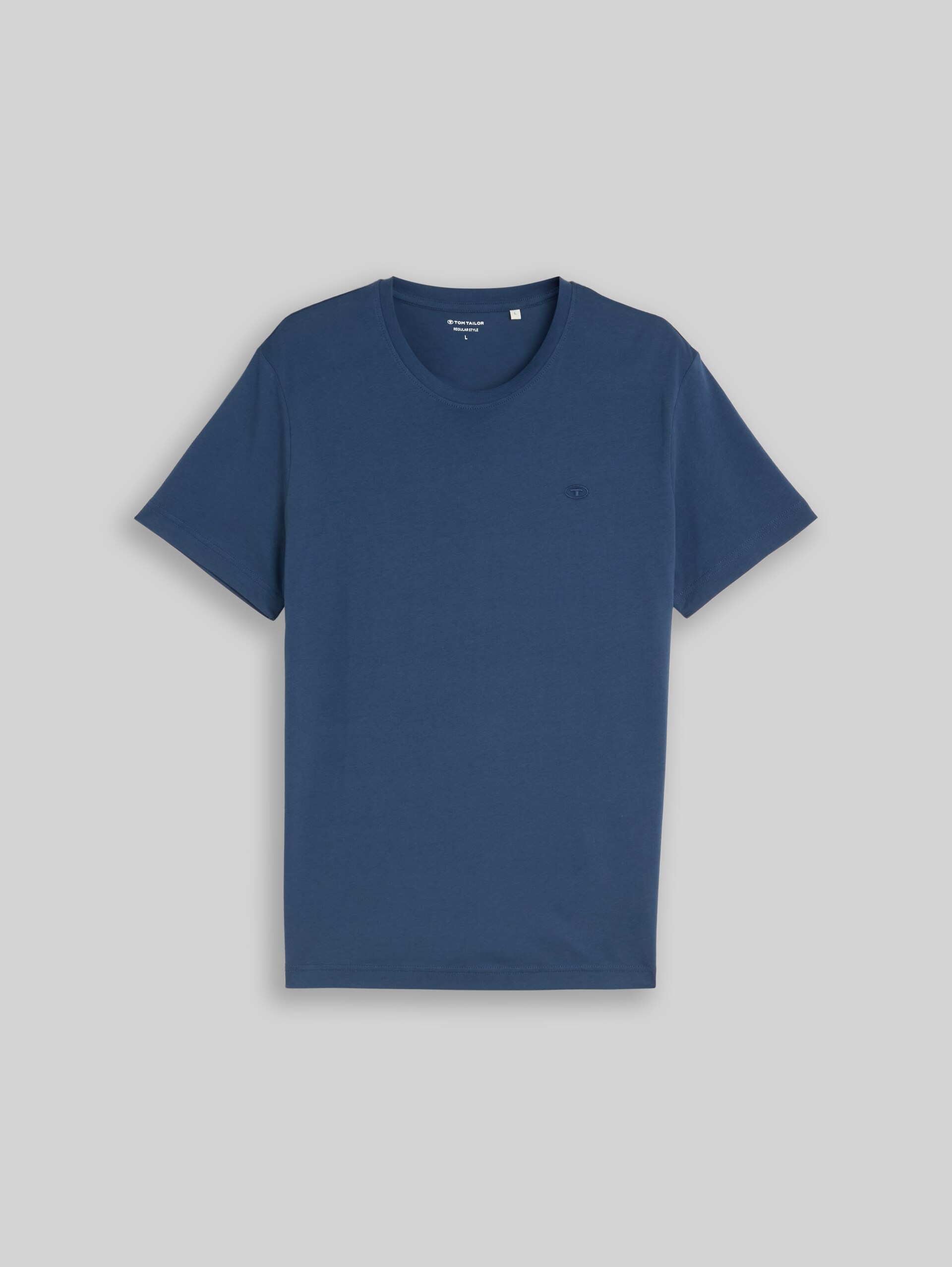 T-Shirt mit Logo-Stickerei - Dark Duck Blue - Vorder-Produkt-Ansicht
