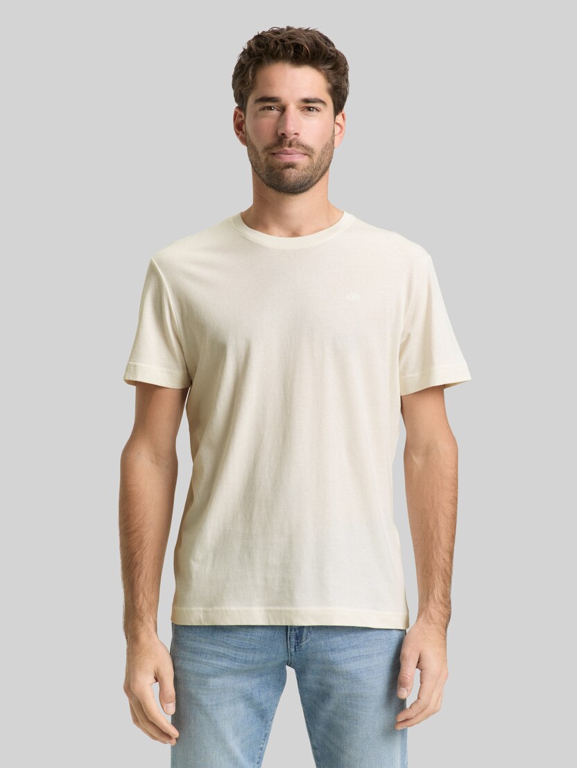 T-Shirt mit Logo-Stickerei von Men, Gardenia White