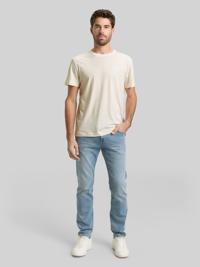 T-Shirt mit Logo-Stickerei von Men, Gardenia White