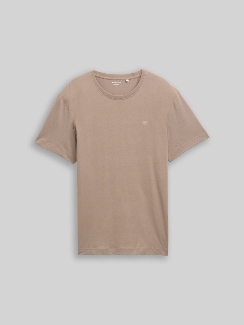 T-shirt with embroidered logo by Men, Driftwood Taupe