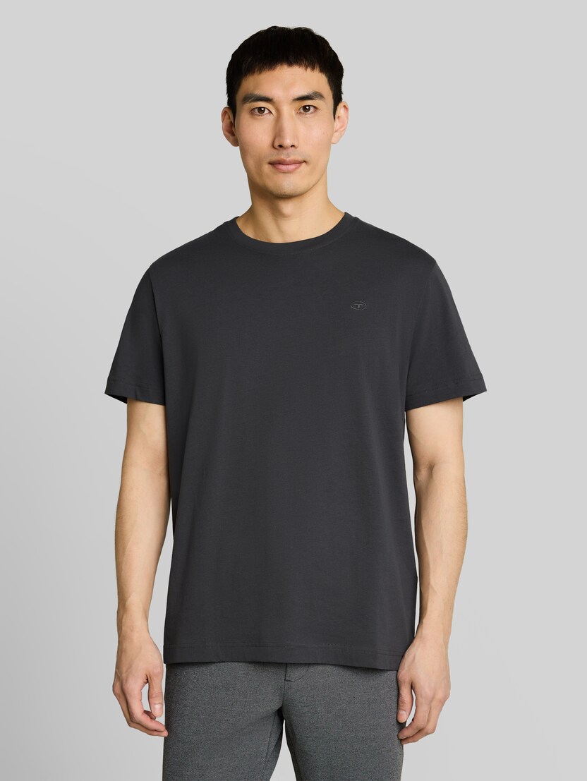 T-Shirt mit Logo-Stickerei von Men, Tarmac Grey
