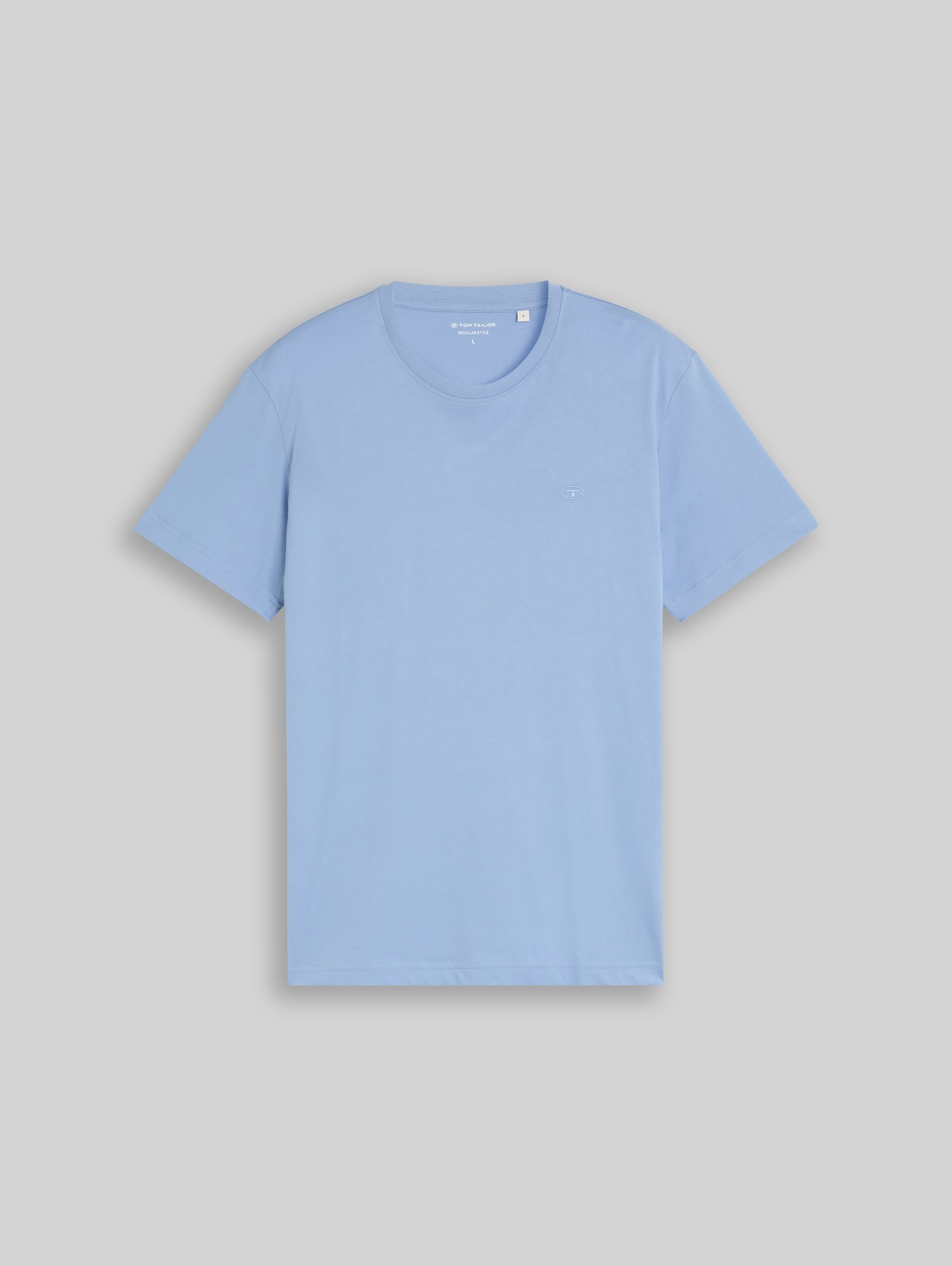 T-Shirt mit Logo-Stickerei - Pale Blue - Vorder-Produkt-Ansicht
