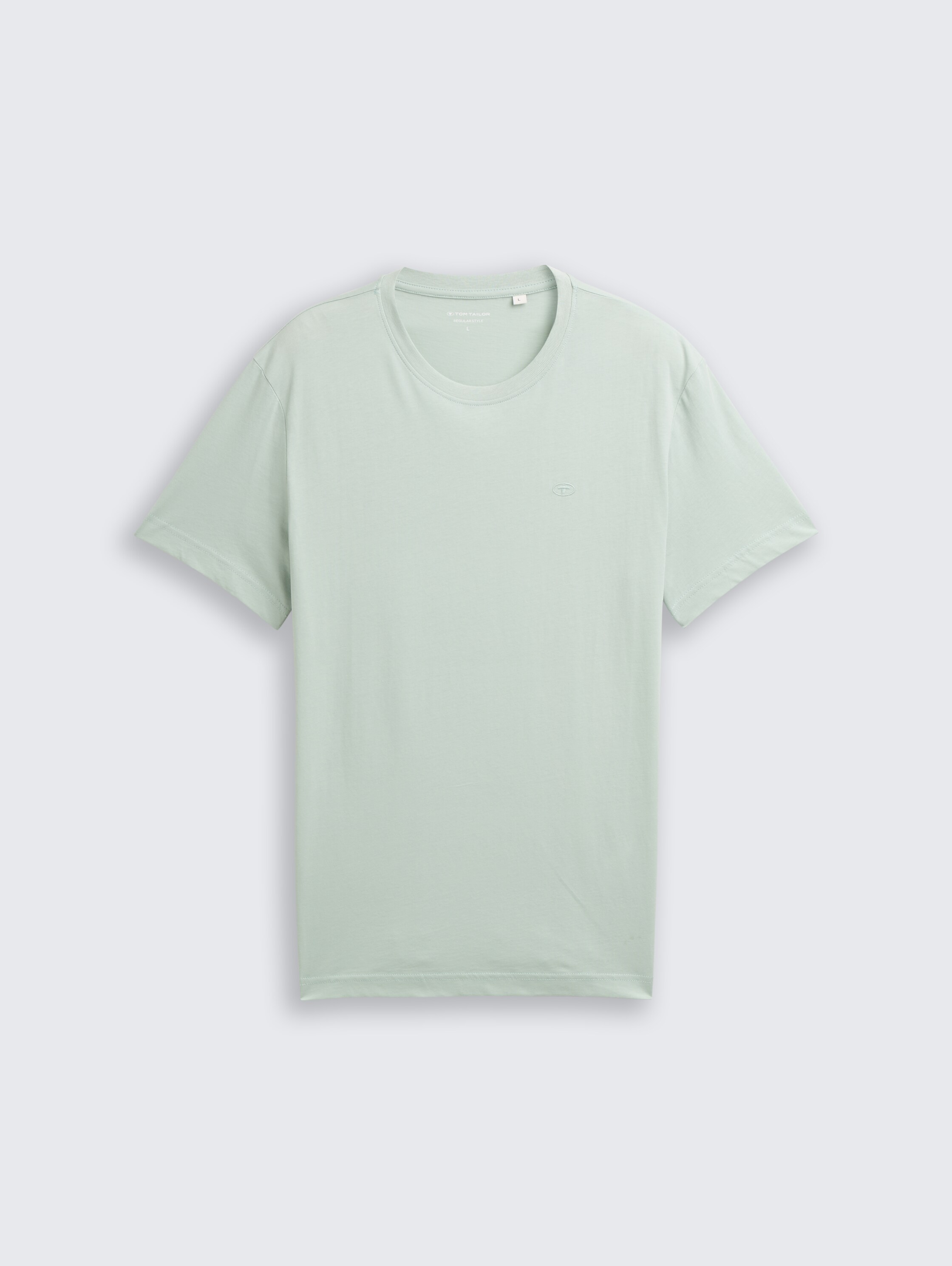 T-Shirt mit Logo-Stickerei - soft greyish green - Vorder-Produkt-Ansicht