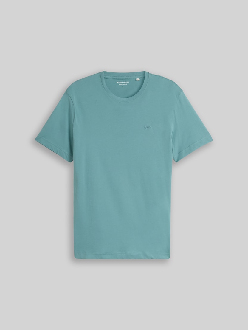 T-shirt with embroidered logo by Men, Mineral Stone Blue