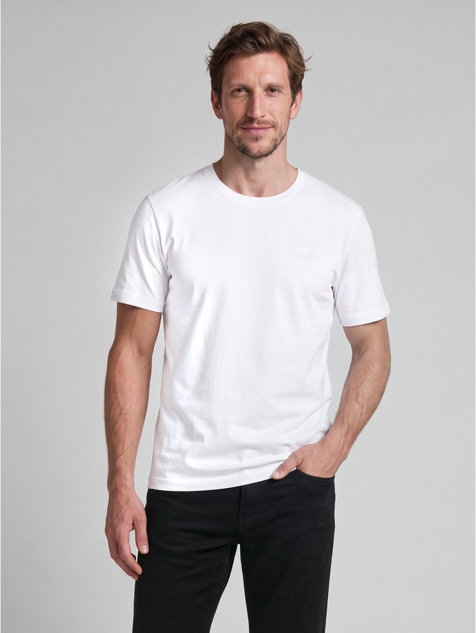 T-shirt with embroidered logo by Men, White