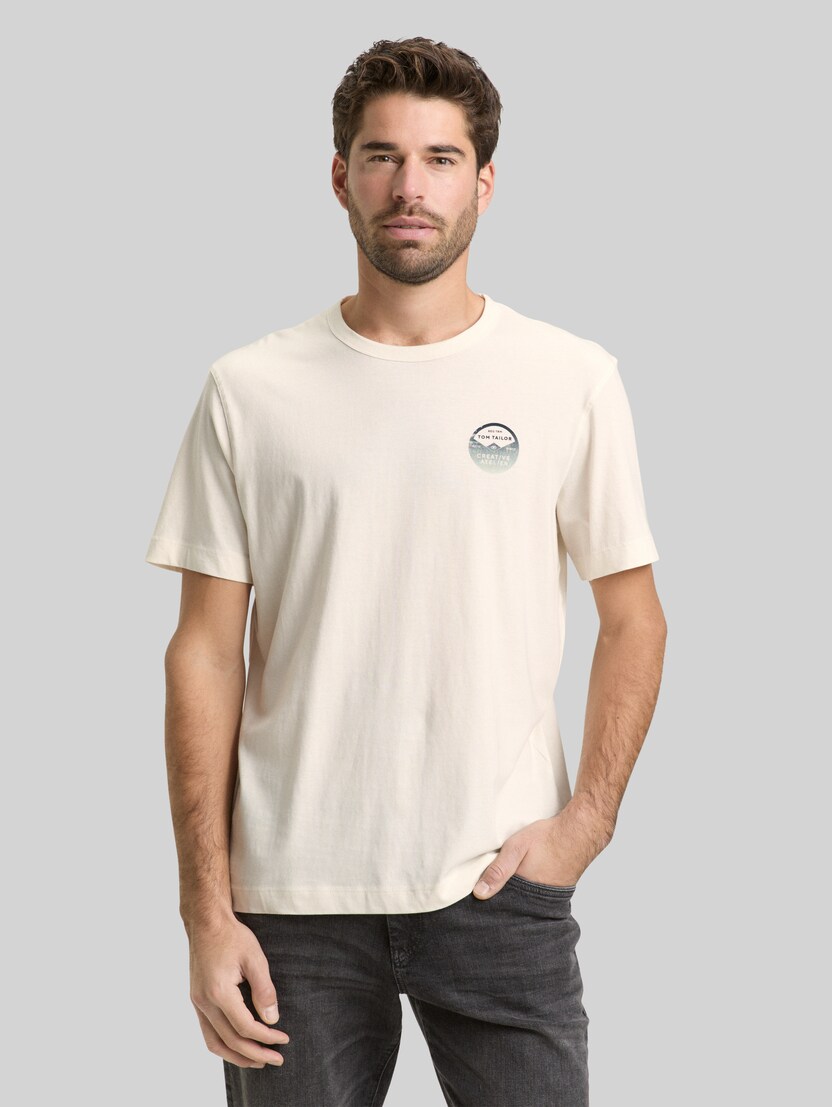 T-Shirt mit Print von Men, Gardenia White