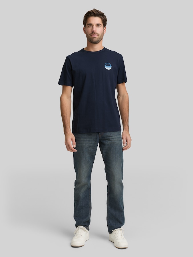 T-shirt met print op de borst door Men, sky captain blue