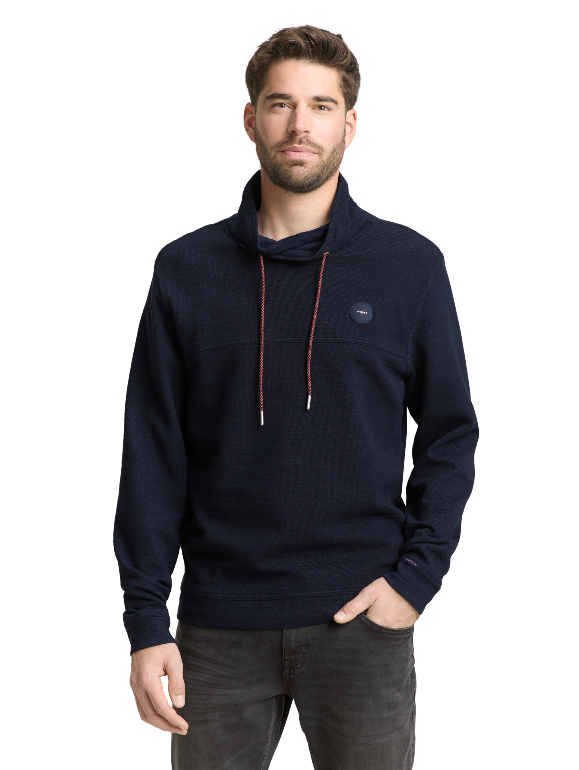 Snood Langarmshirt mit Logo-Badge - sky captain blue - Ausschnitt Model-Vorderansicht