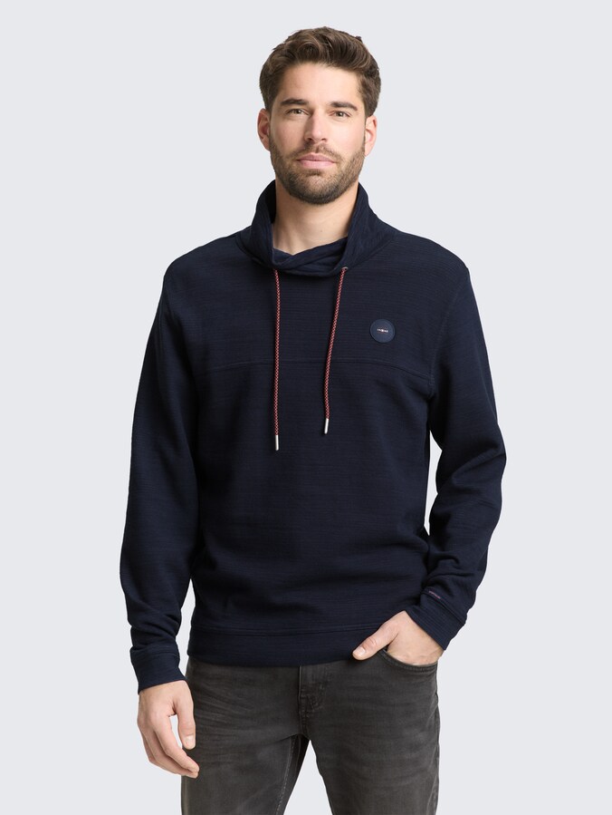 Snood Long-sleeved shirt with logo badge by Men, sky captain blue