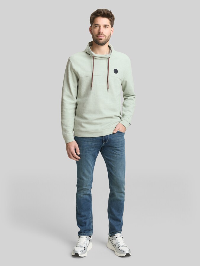 Snood Long-sleeved shirt with logo badge by Men, soft greyish green