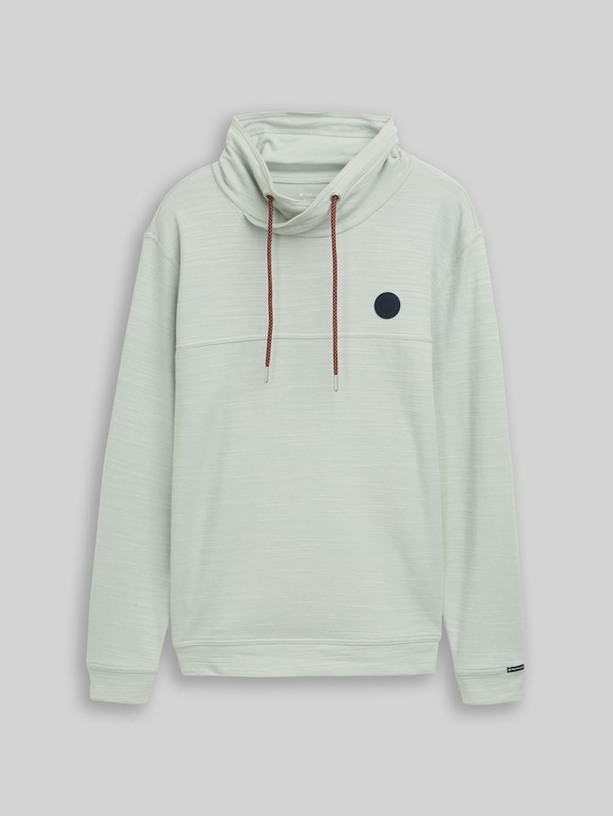 Snood Langarmshirt mit Logo-Badge von Men, soft greyish green