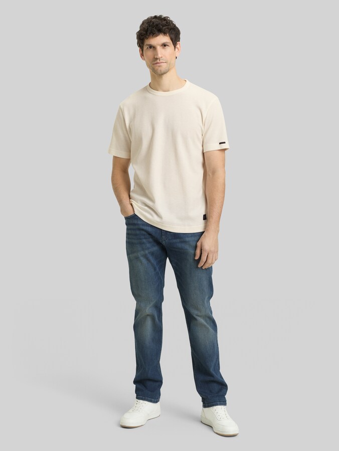 T-Shirt mit Waffelstruktur von Men, Gardenia White