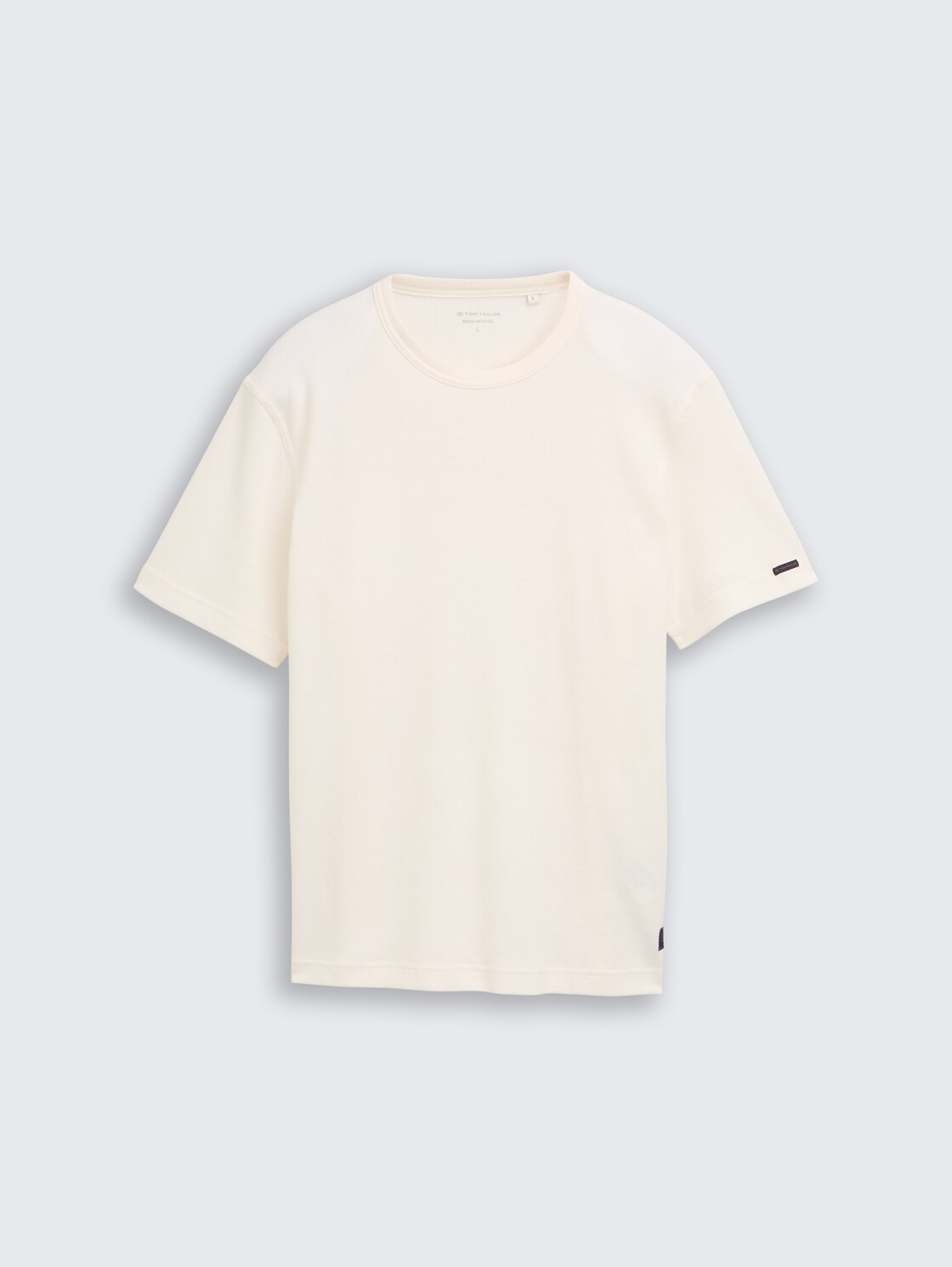 T-Shirt mit Waffelstruktur - Gardenia White - Vorder-Produkt-Ansicht