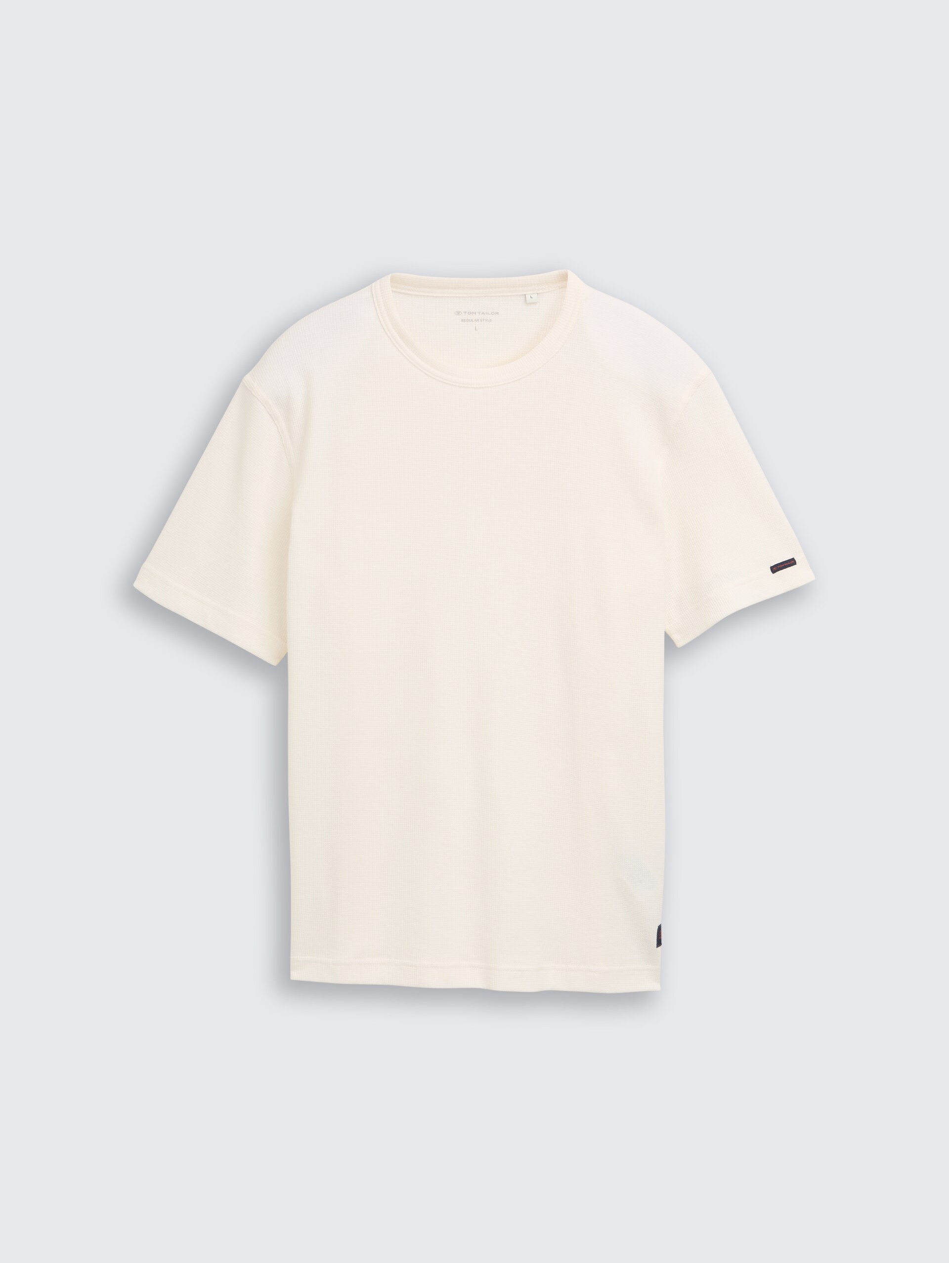 T-Shirt mit Waffelstruktur - Gardenia White - Vorder-Produkt-Ansicht